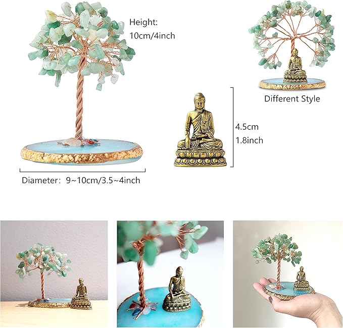 Estatua Buda con Árbol de Cristal Sanador, Árbol de la Vida miniatura 3