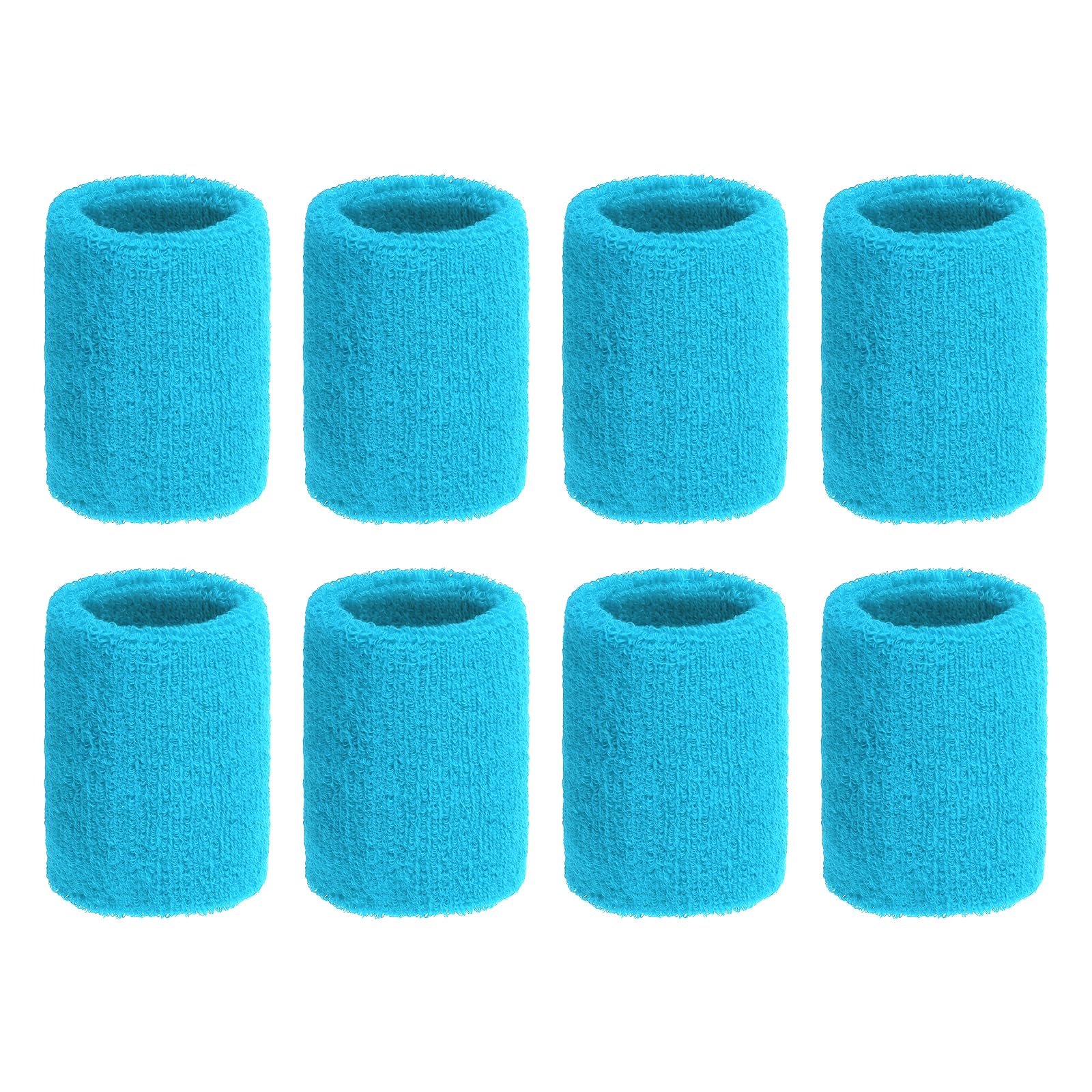 PATIKIL Wrist Sweatbands, 8Pack Sports Wristbands Sweatbands Wrist for Tennis Badminton Basketball Football Sky Blue