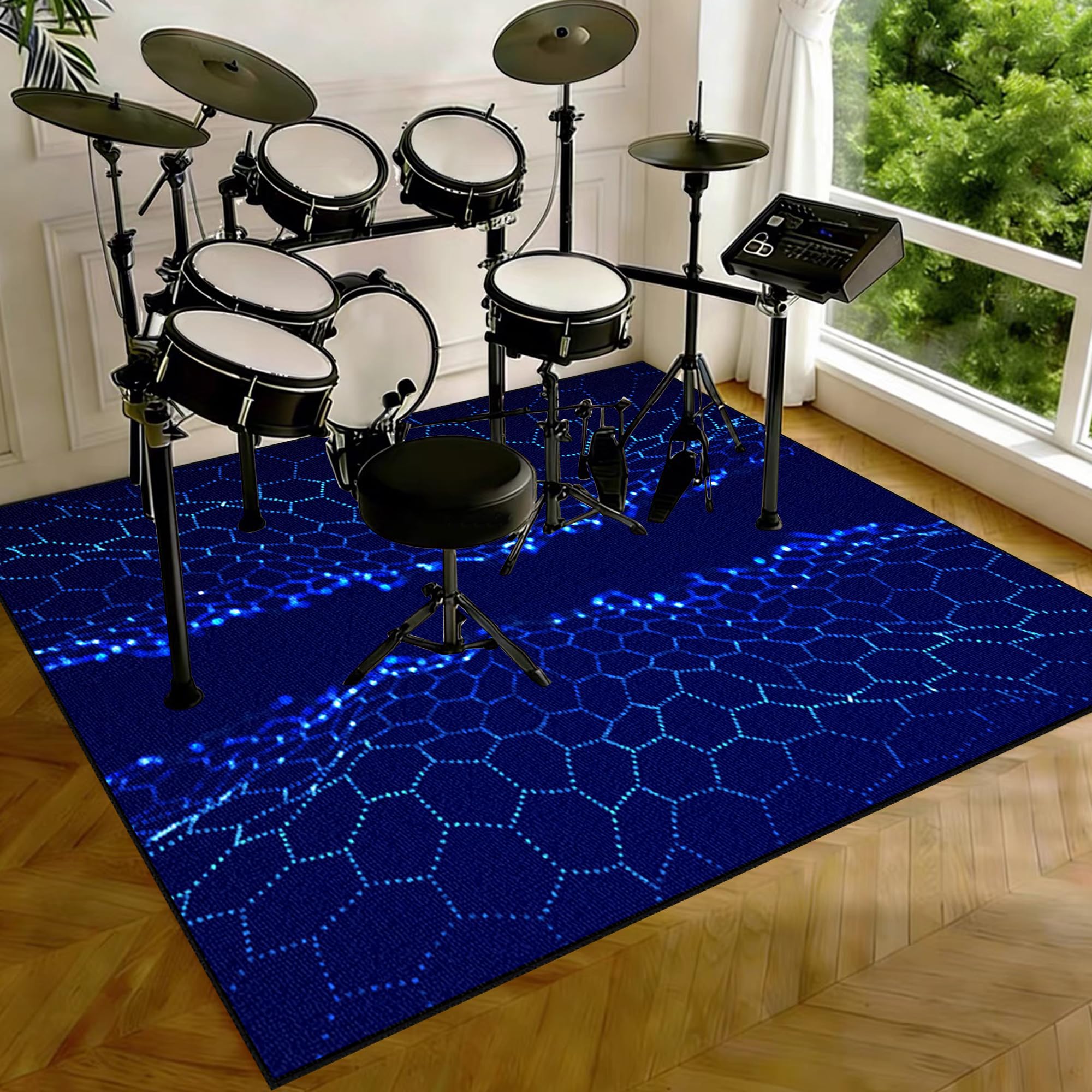 Dywan perkusyjny, antypoślizgowy, dźwiękoszczelny, mata do użytku wewnątrz i na zewnątrz, elektroniczny zestaw perkusyjny jazzowy, do bębna basowego, werbla, izolacja akustyczna, mata wygłuszająca