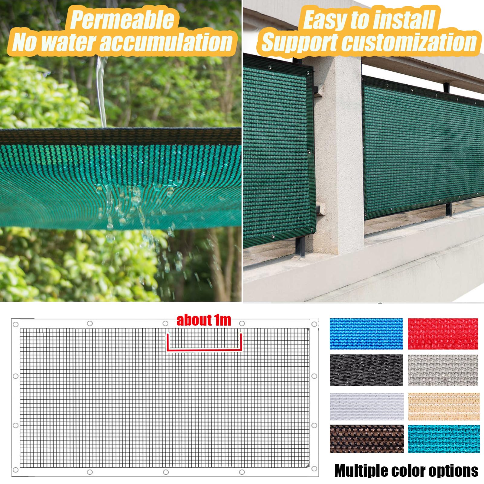 Malla de Sombra Exterior Verde Oscuro 9mx13m con Ojales - Red de Protección Solar para Malla de Ocultacion Jardín Balcón - 90% UV Tela Sombreadora Transpirable y Resistente