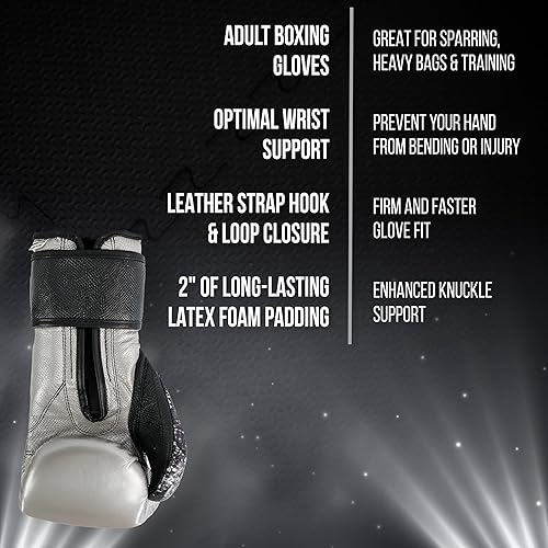 Miniatura 3 de Cleto Reyes Guantes de boxeo de entrenamiento con cierre de velcro - Serpiente de acero plateado y negro