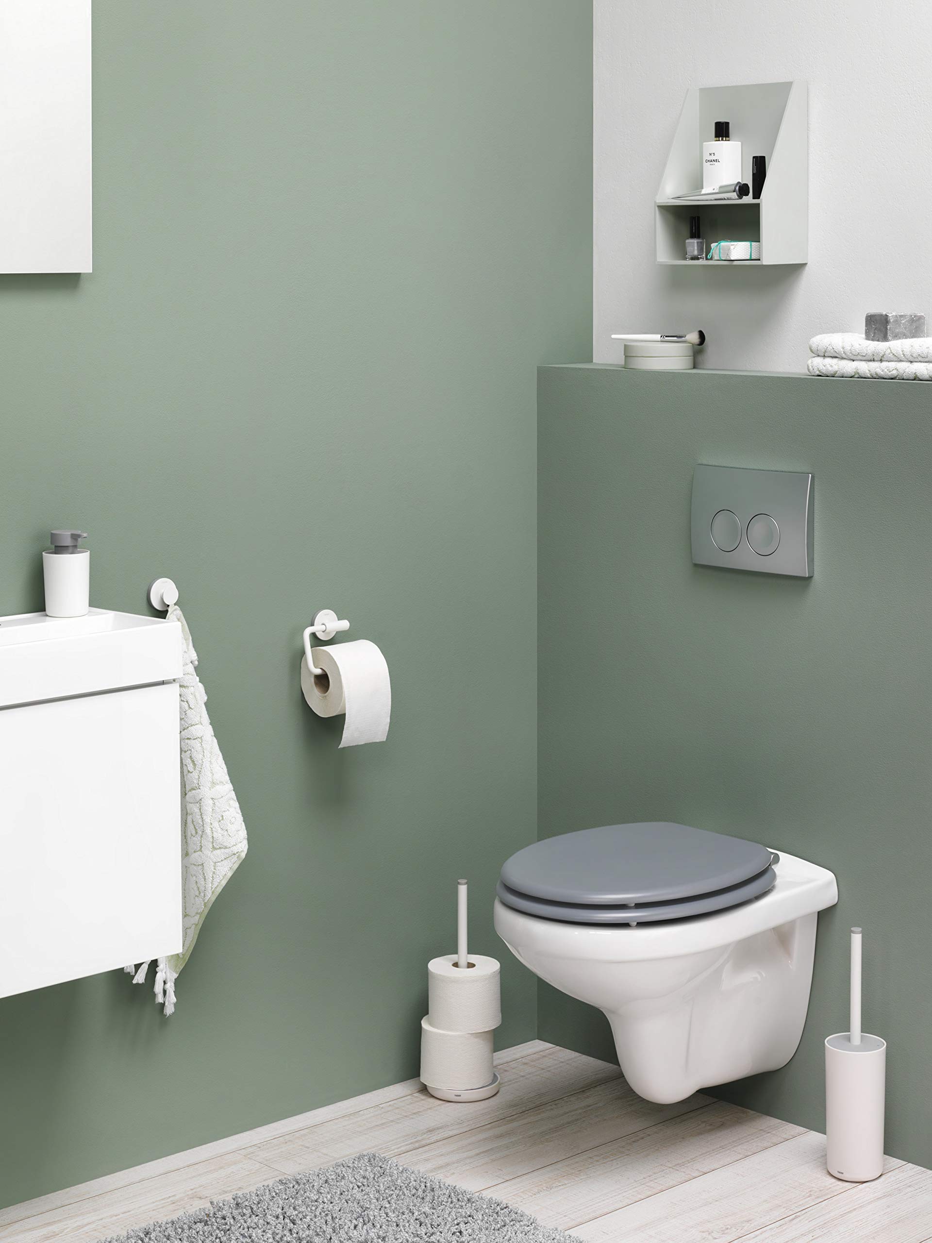 TIGER Urban Portarotolo di Riserva, Acciaio Inox, ABS, Bianco, 12,5 x 36 x 12,5 cm