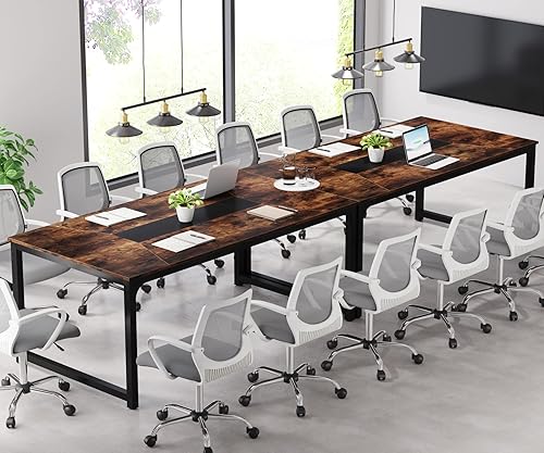 Miniatura 7 de Tribesigns Conference Table 6FT Meeting Seminar Table Rectangular Meeting Room Table 787L x 354W x 303H Rustic BrownBlack