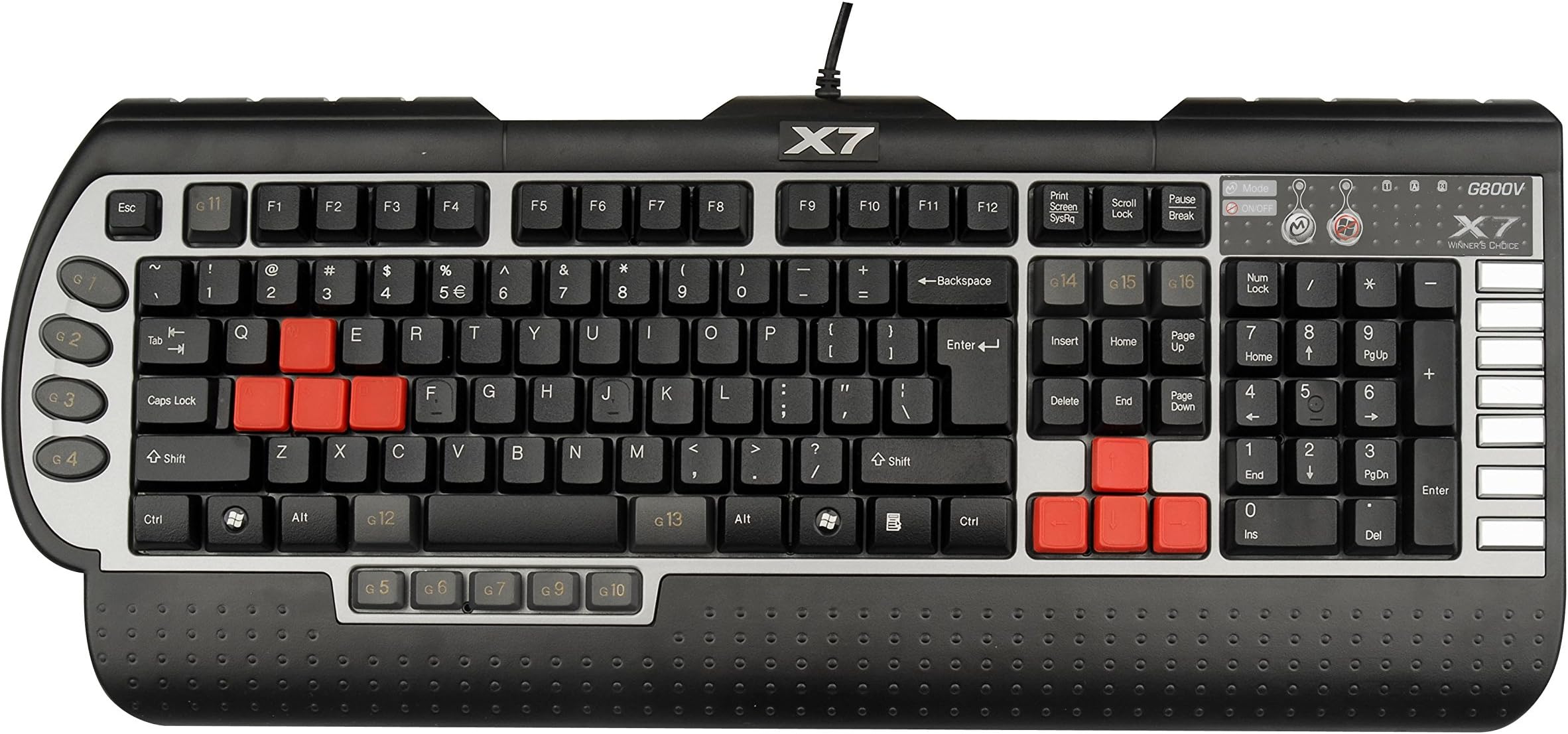 A4tech G800V Anti-Ghosting 8-Key Rollover USB PC Gaming Keyboard with Wide Palm Rest