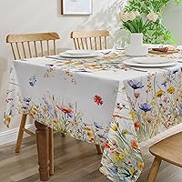 Vista 4 de Mantel cuadrado de primavera de 52 x 52 pulgadas, mantel floral para mesas cuadradas, decoraciones de primavera para el hogar, mantel de primavera