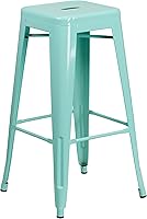 Vista 30 de Flash Furniture - Taburete de bar de grado comercial de 30 pulgadas de metal rojo, sin respaldo, para interior/exterior con asiento cuadrado