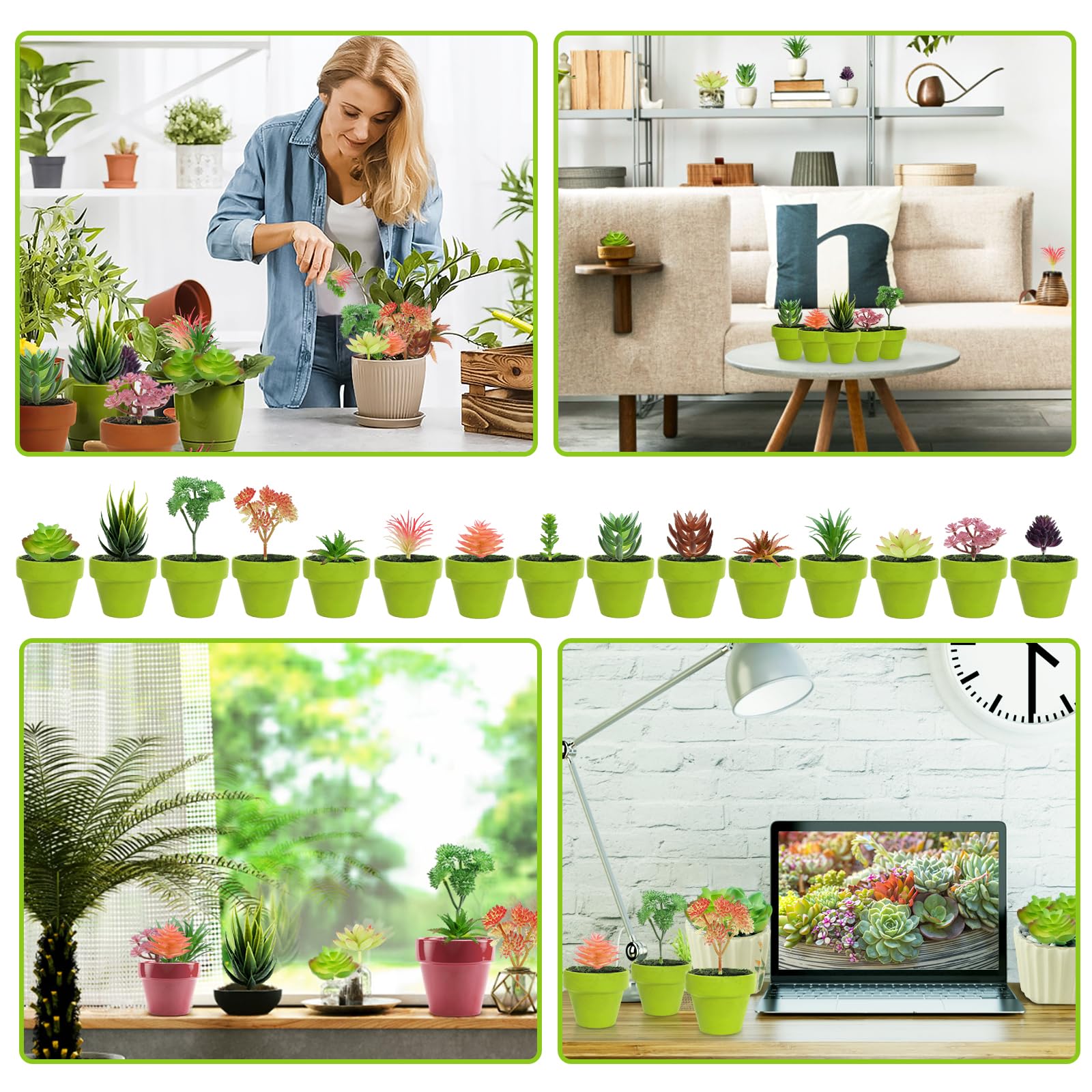 QUOZUO Bunte Sukkulenten, künstliche Mini-Sukkulenten, künstliche Sukkulenten für Heimwerker, Basteln, Zuhause, Garten, Büro, Party-Dekoration, bunt, 22 Stück