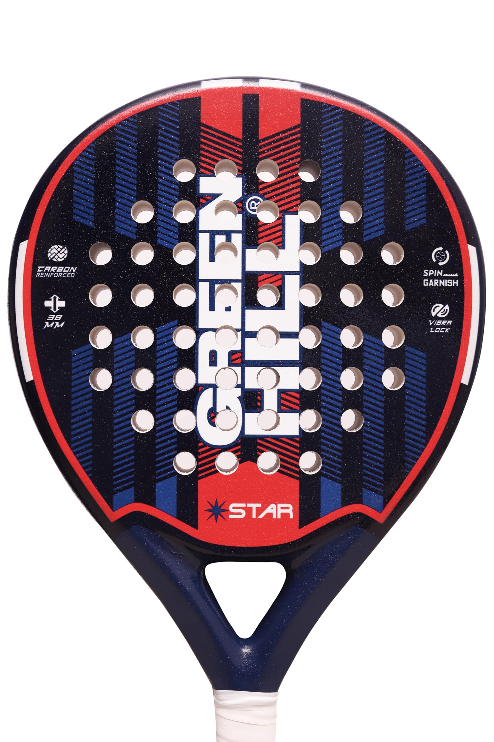 GREEN HILL RACCHETTA PADEL STAR FORMA ROTONDA FIBRA DI VETRO CARBONIO PADDLE