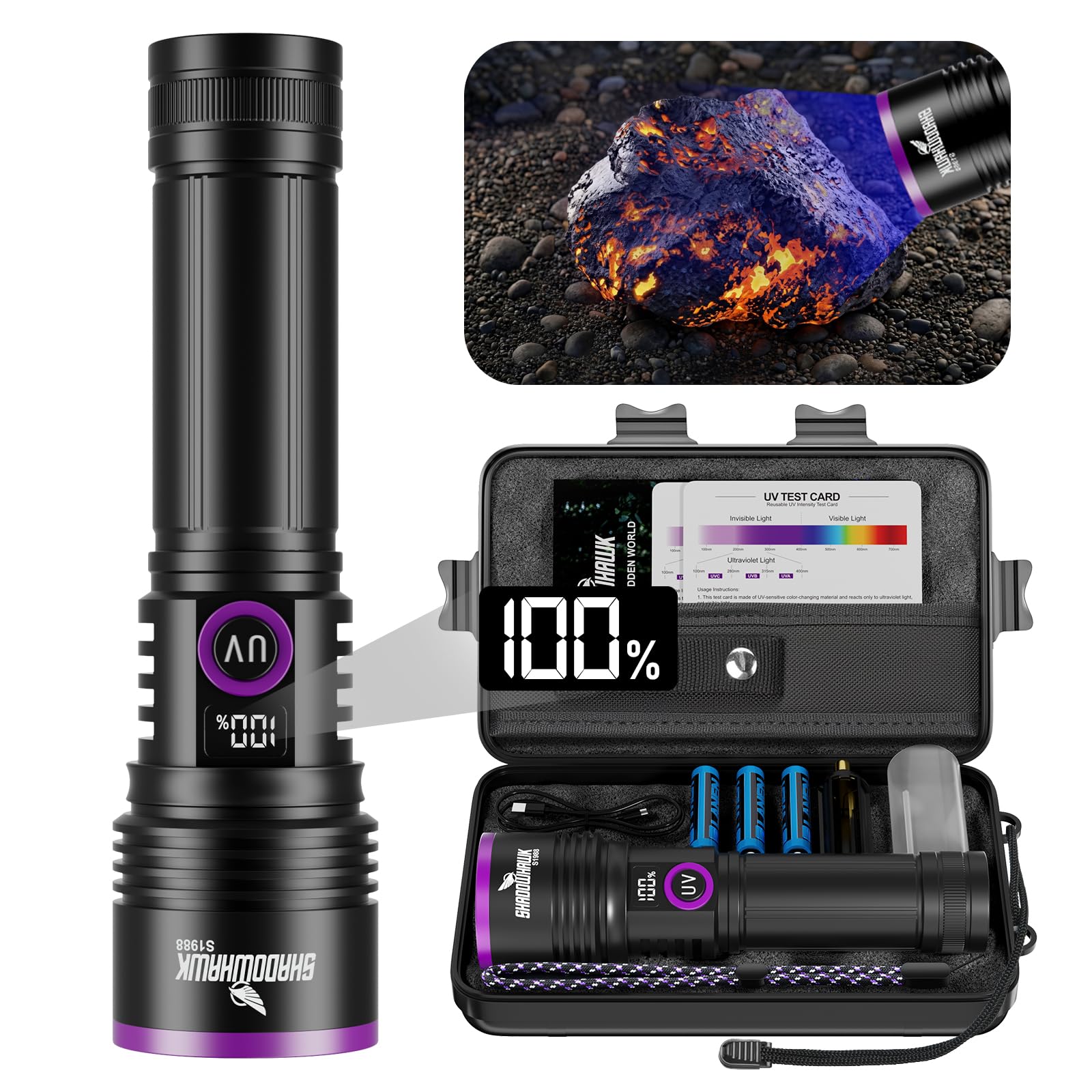 Shadowhawk 365nm Schwarzlicht Mit Filterlinse - 30W UV Taschenlampe