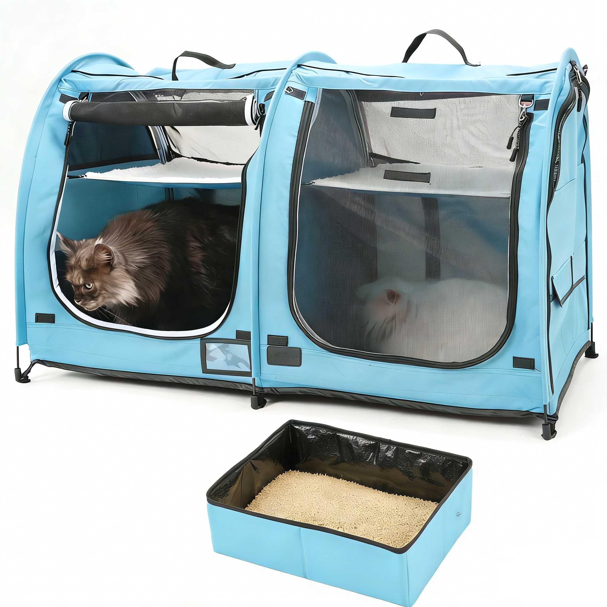 Mispace Portable Twin Compartment Show House Cat Cage