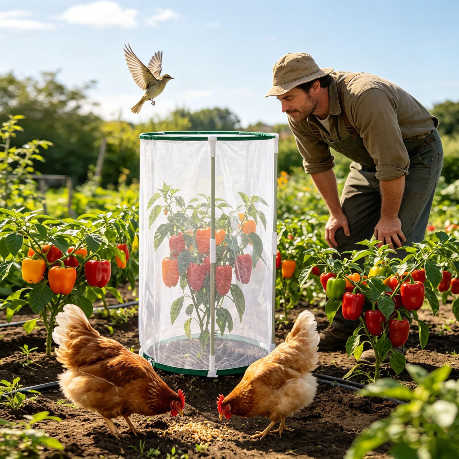 Cubiertas para plantas de jardín – Jaula de red protectora al aire libre para verduras, frutas, arbustos y proyectos científicos – ideal para protección de patio y césped contra pájaros