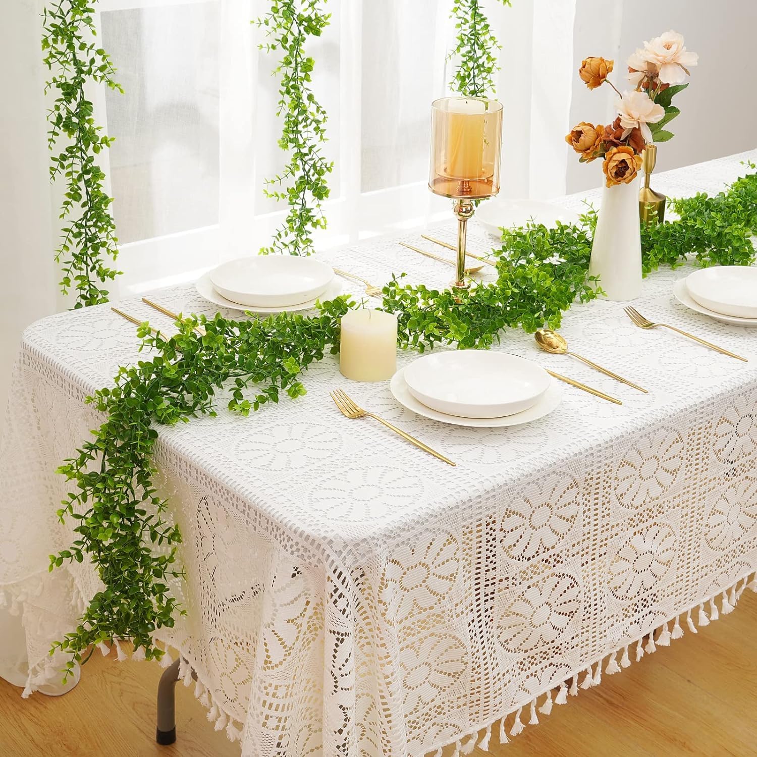 Dolicer 3 Packs Eucalyptus Garland with LED Lights String, 18FT Faux Eucalyptus Greenery Garland, Artificial Hanging Green Eucalyptus Leaves Vine Wedding Backdrop Arch Wall Table Decor (Grey Green)