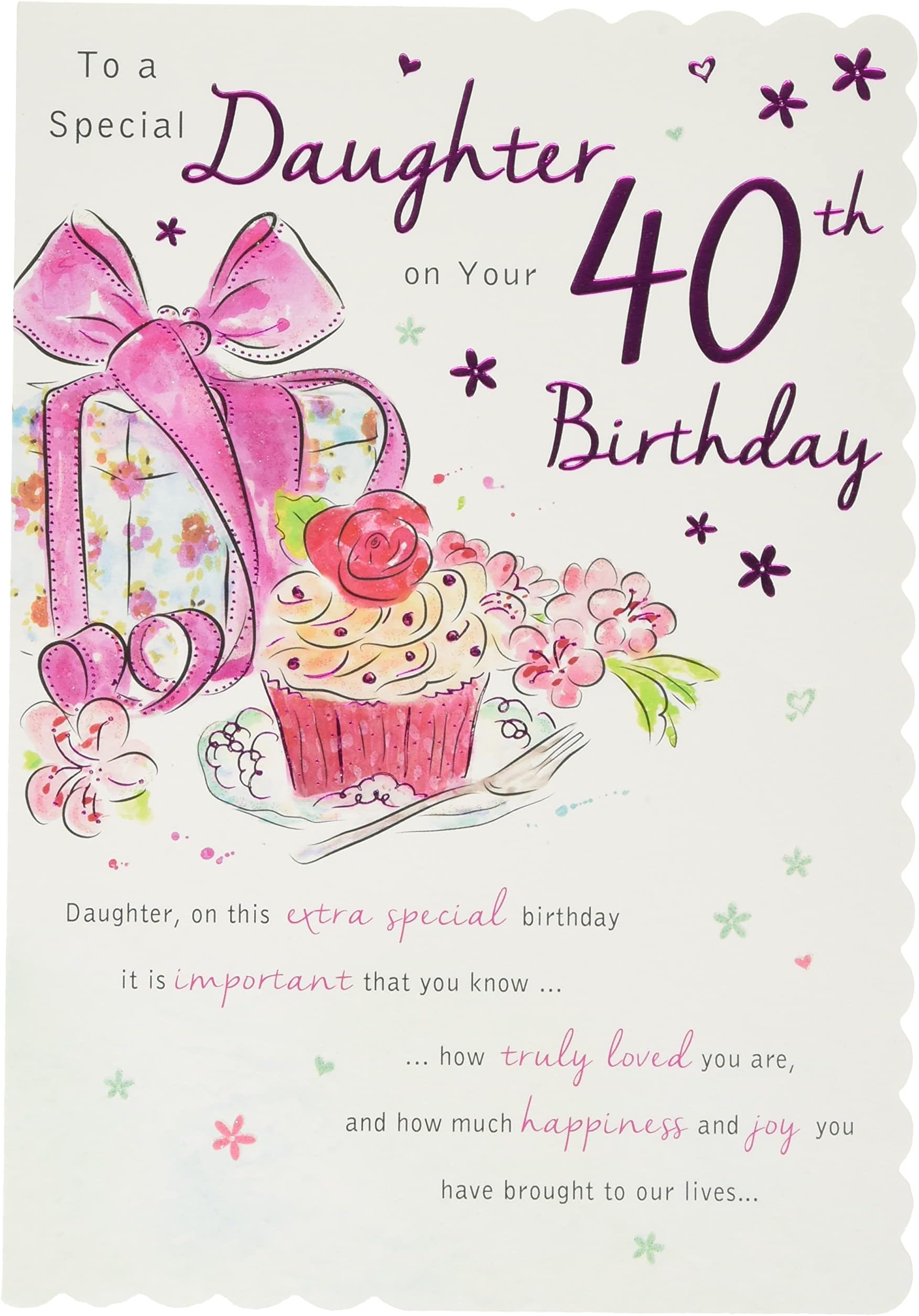 Birthday Cards Family STUNNING TOP RANGE BEAUTIFULLY WORDED DAUGHTER FORTY 40TH BIRTHDAY GREETING CARD,White