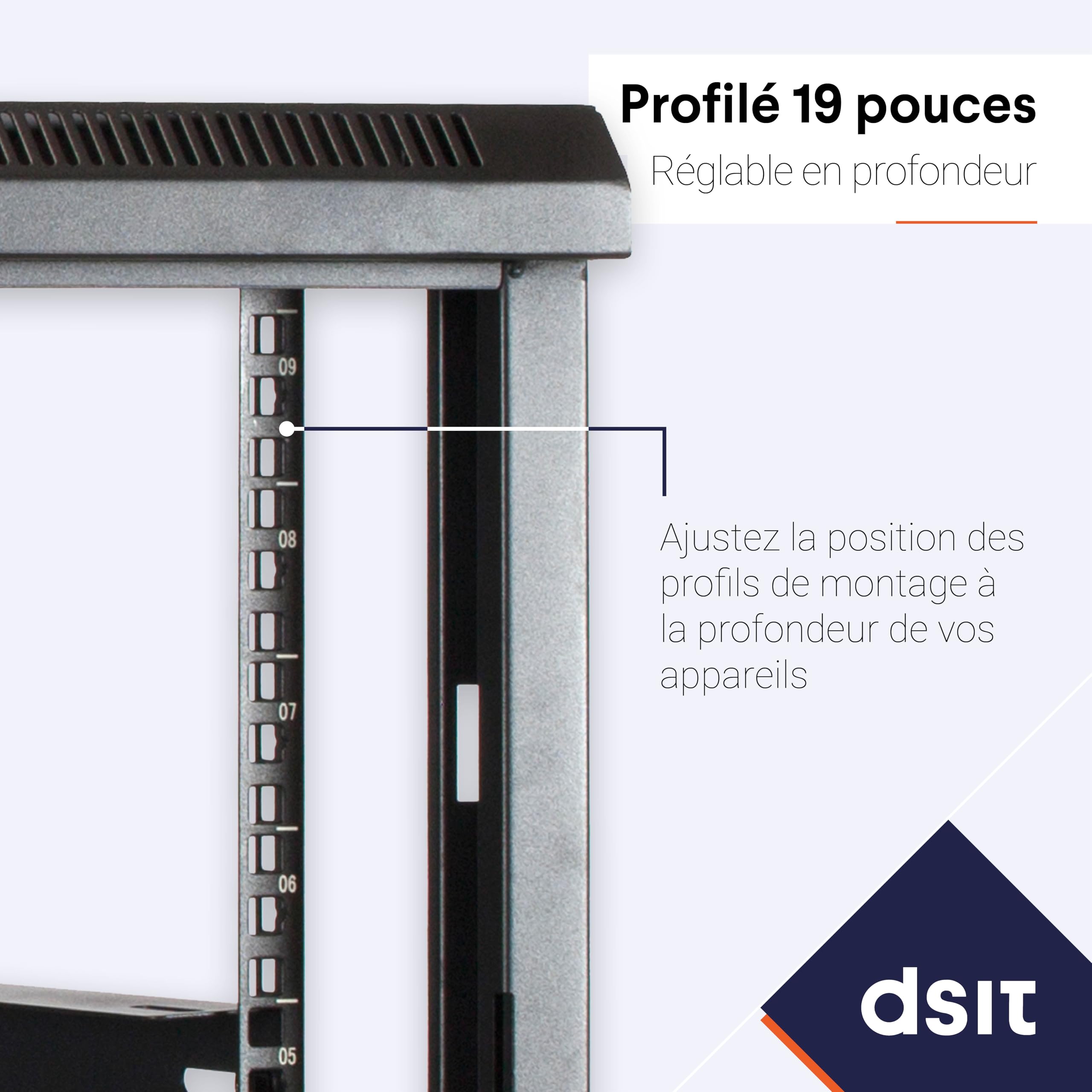 Baseline Baie Informatique 19 Pouces 9 U avec Port en Verre 600x450x500mm (LxPxH) - Noir - Charge admissible 50 kg - Montage Mural - Armoire Serveur - Boîtier Mural - Rack Serveur - Boîtier