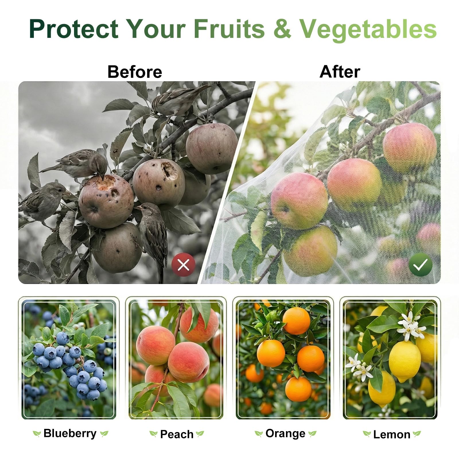 Filet Anti Insecte Arbre Fruitier Sac Protection Plantes 1.2 x 1.5 m