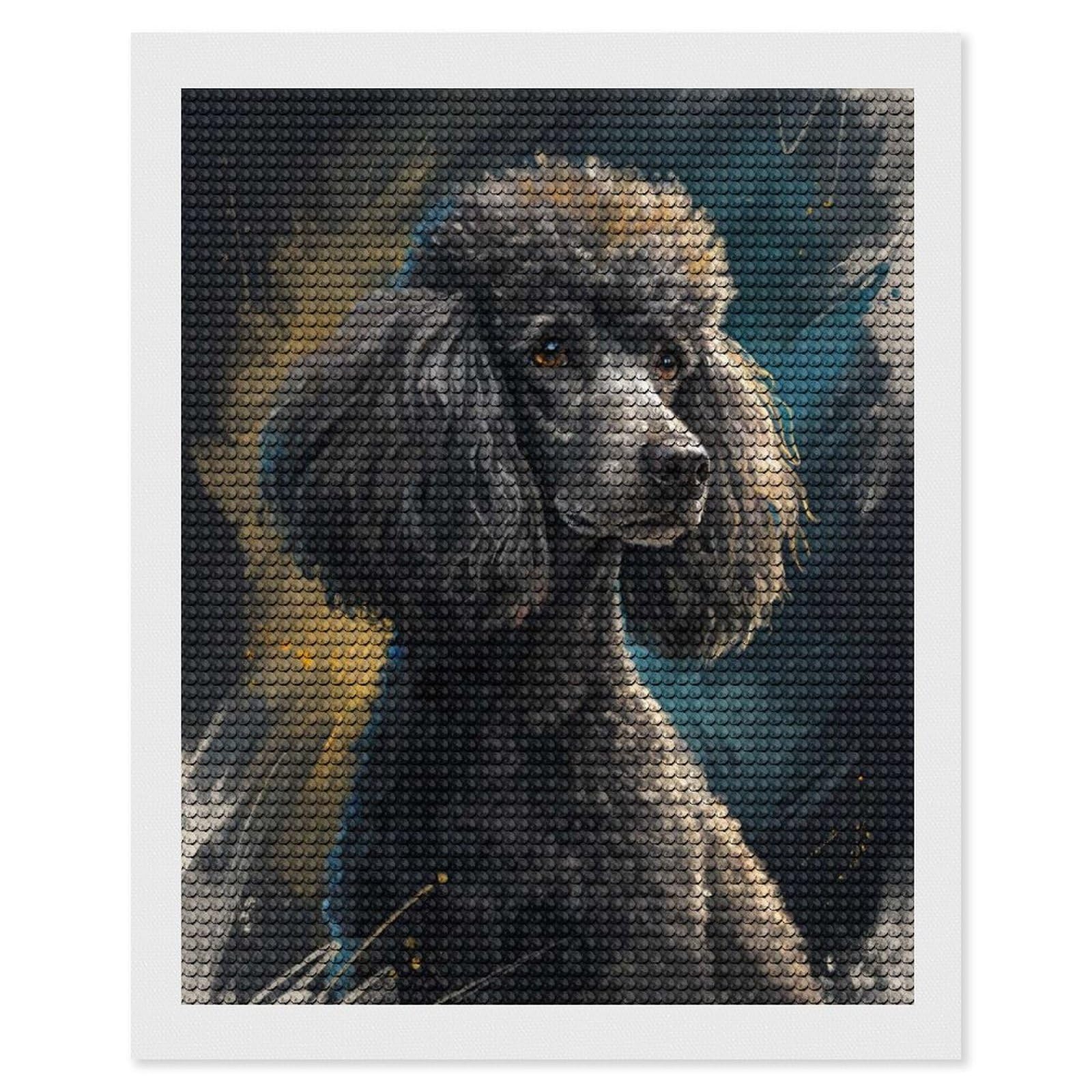 Junmoney Poodle Portrait Painting Diamond Painting Canvas Set 16"x20", for Adults, Bedroom Decor, Good for Quiet Evenings, Festive Craft Gift