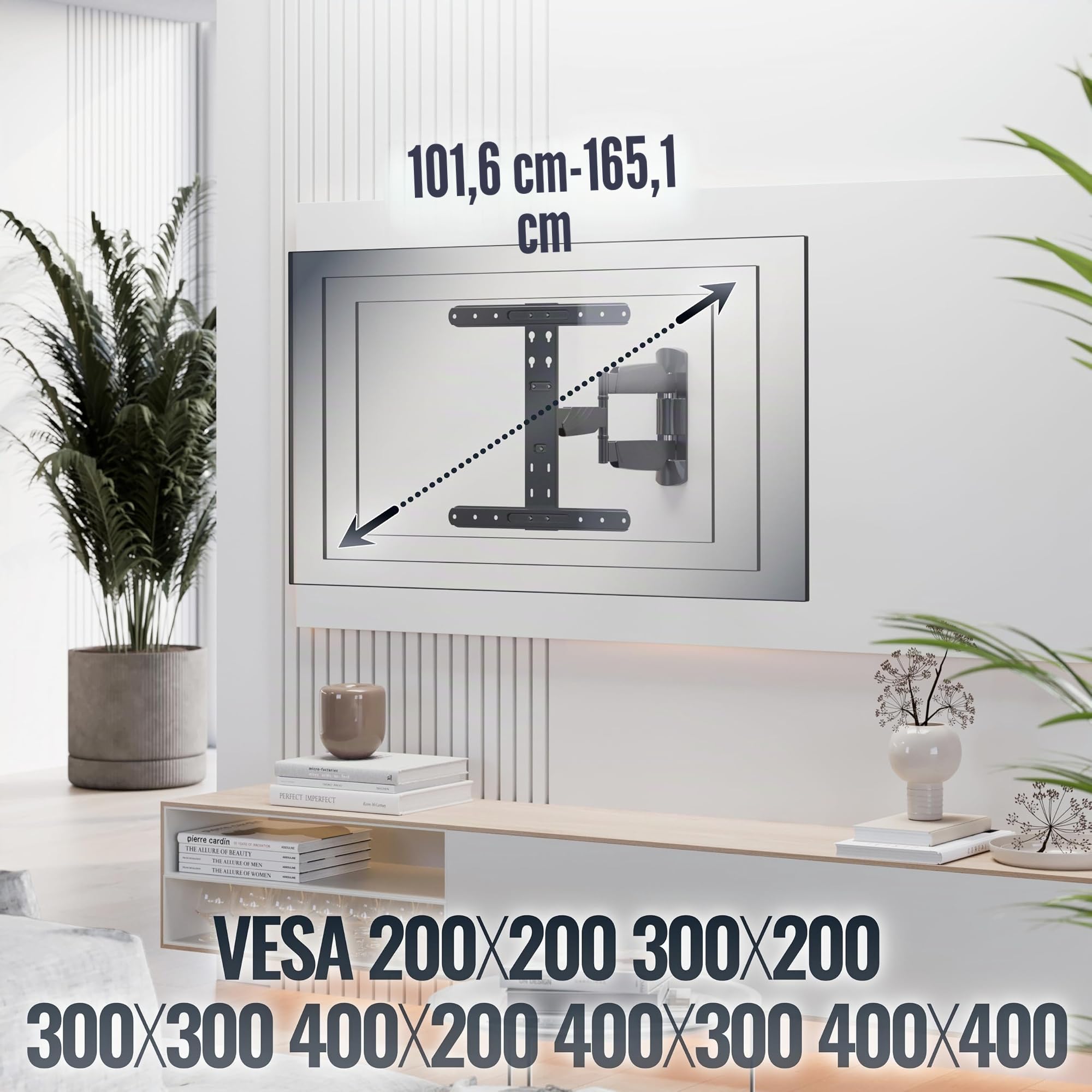 RICOO S5644 Supporto TV da soffitto Staffa TV 37-65 pollici per 37 40 55 65 pollici girevole inclinabile fino a 45 kg max VESA 400x400