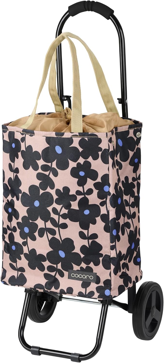Lep 484852 Cocoro Shopping Cart, Adeline Tote Cart, Beige, 6.8 gal (22 L), Includes Luggage Hook, Floral Pattern, Cold Insulation, Thermal, Eco Bag, Shopping, Stylish, Cute, Convenient, Compact,