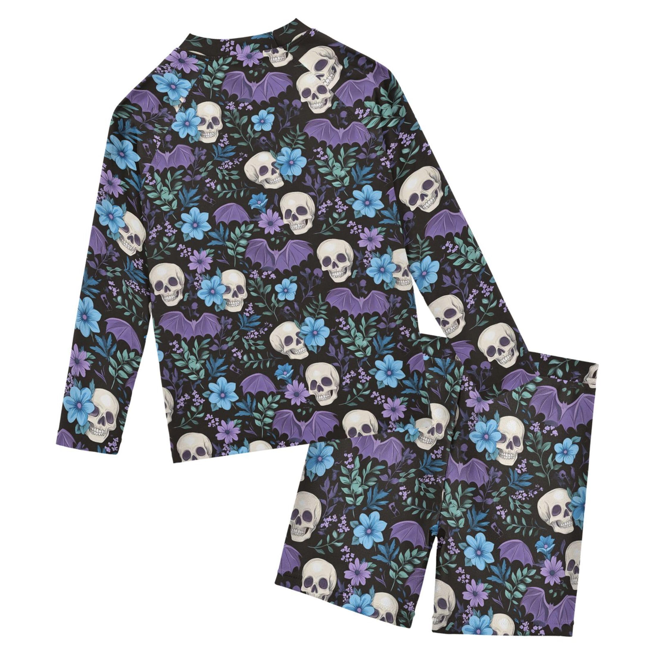 Skull Bat Toddlers and Baby Boys' Swimsuit Trunk and Rashguard Set B0404418