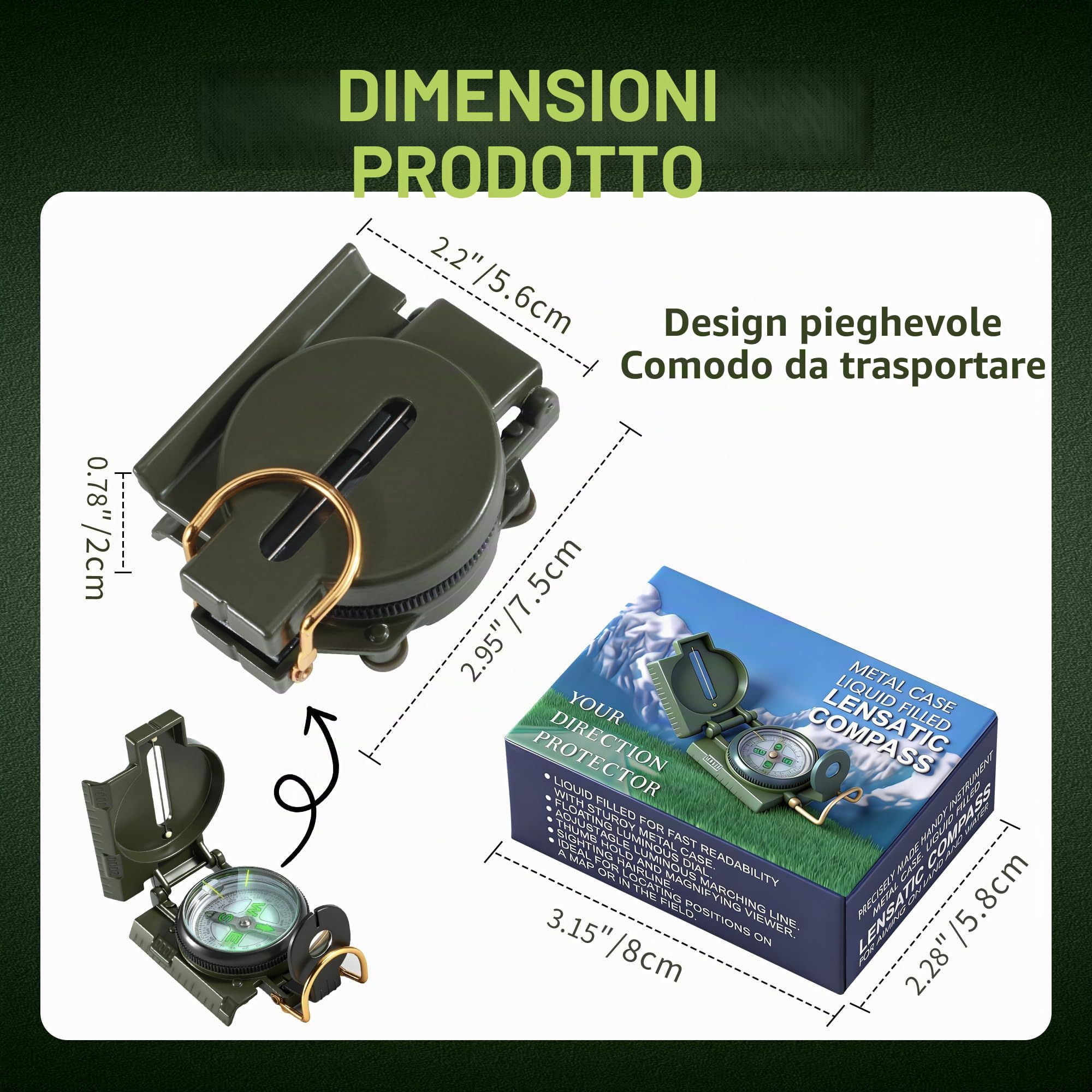 Professionale Bussola Militare Multifunzione | escursioni e attività campeggio all'aperto, impermeabile e resistente agli