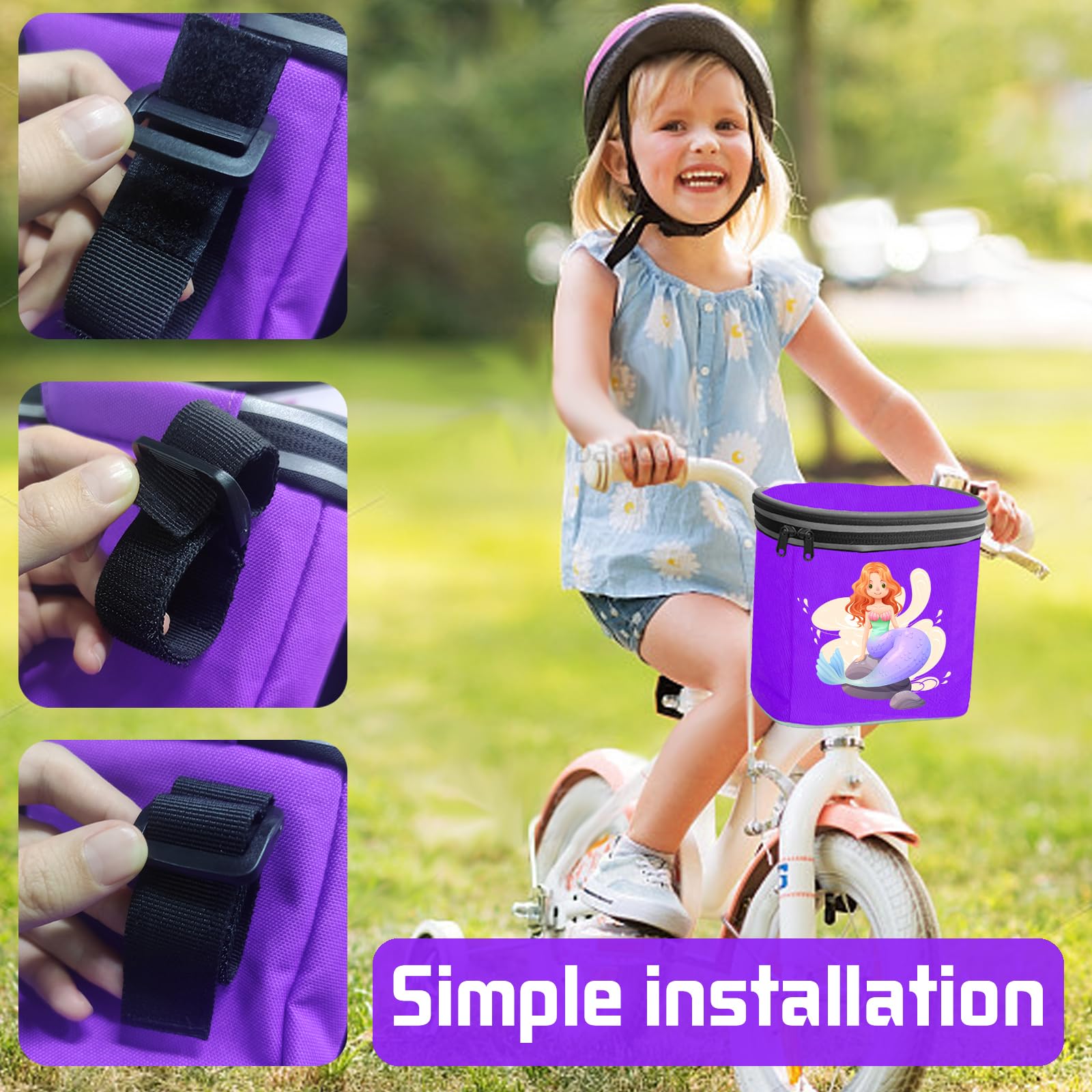 LUKIUP Sacoche De Guidon Vélo Enfant Licorne, Sac Guidon Portable Avec Couvercle Amovible, Réflecteurs, Fermeture Velcro, Idéal Fille