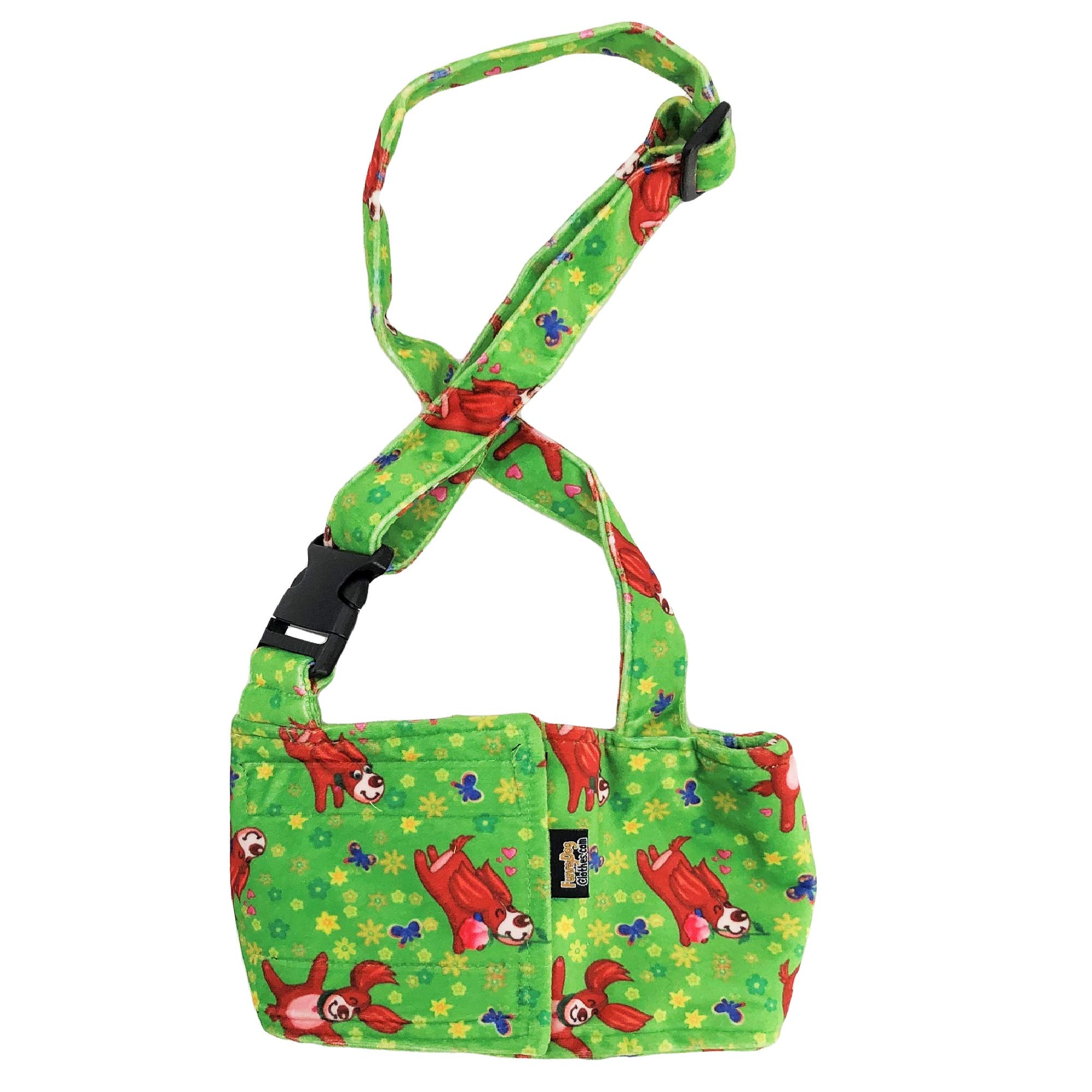Hundewindel für männliche Jungen, Bauchband, wiederverwendbar, waschbar, mit Hosenträgern, weiches Fleece (Größe M: Taille 33 cm – 40,6 cm, grüner Hund)