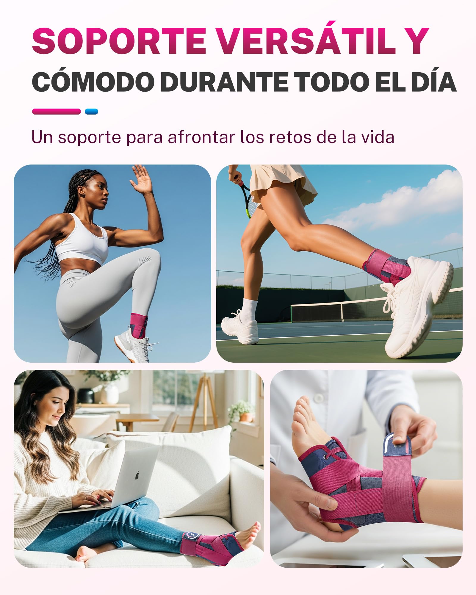 Fitomo Tobillera para Esguince, Tobillera Deportiva Hombre Mujer Estabilizadora de Tobillo con Refuerzo Lateral Extraíble, Adjustable para Ambos Pies, Apto para llevar con Zapato, 1 Unidad