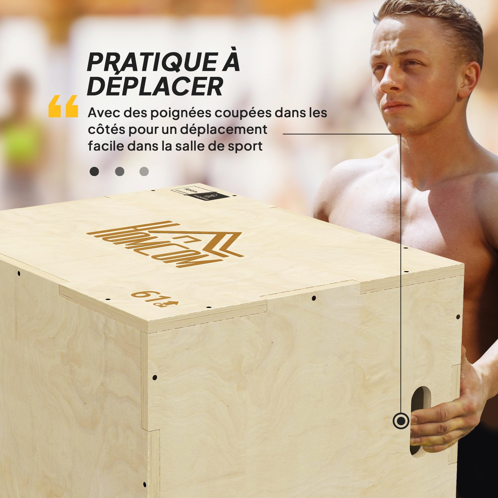 HOMCOM Box jump pliométrie 3 en 1 - Collaboration Aosom.fr x FFHandball - appareil boîte à saut musculation fitness & crossfit plyobox pour box training
