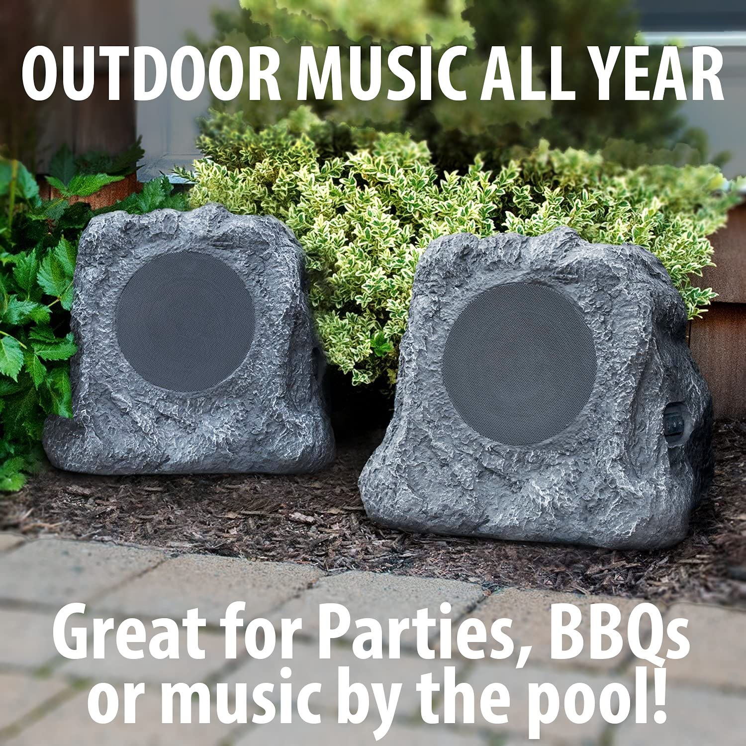 Innovative Technology Outdoor Rock Speaker Pair Wireless Bluetooth