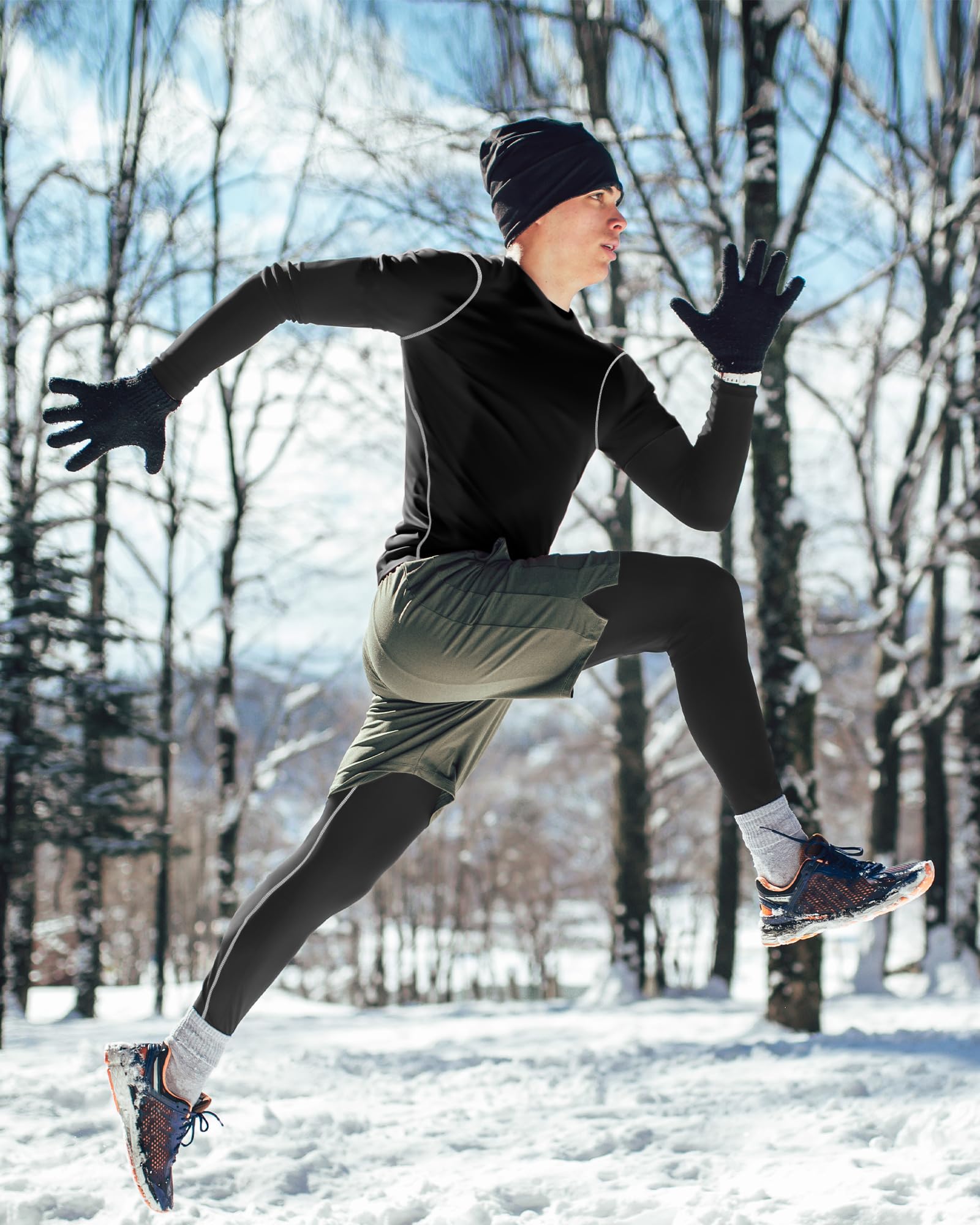 Hicarer Thermounterwäsche für Herren, Fleece-gefüttert, Jagdausrüstung, Unterteil, Oberteil, für kaltes Winterwetter, 6 Stück
