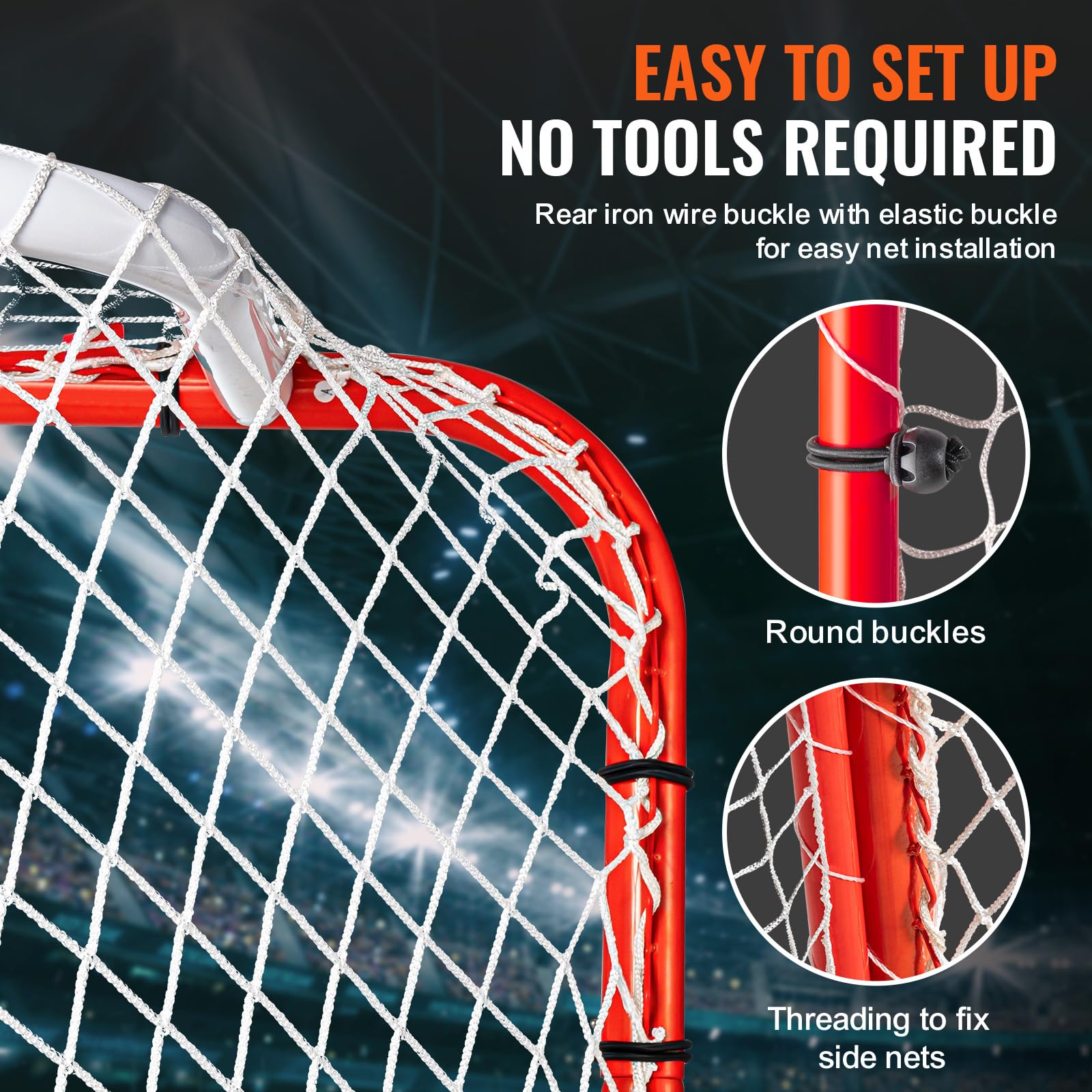 VEVOR Porta da Hockey con Parapetto e Bersagli, Rete da Hockey in Acciaio, Set di Porte da Allenamento per Hockey da 1830 mm Porta da Hockey Portatile per Interni ed Esterni con Rete, Bianco e Rosso