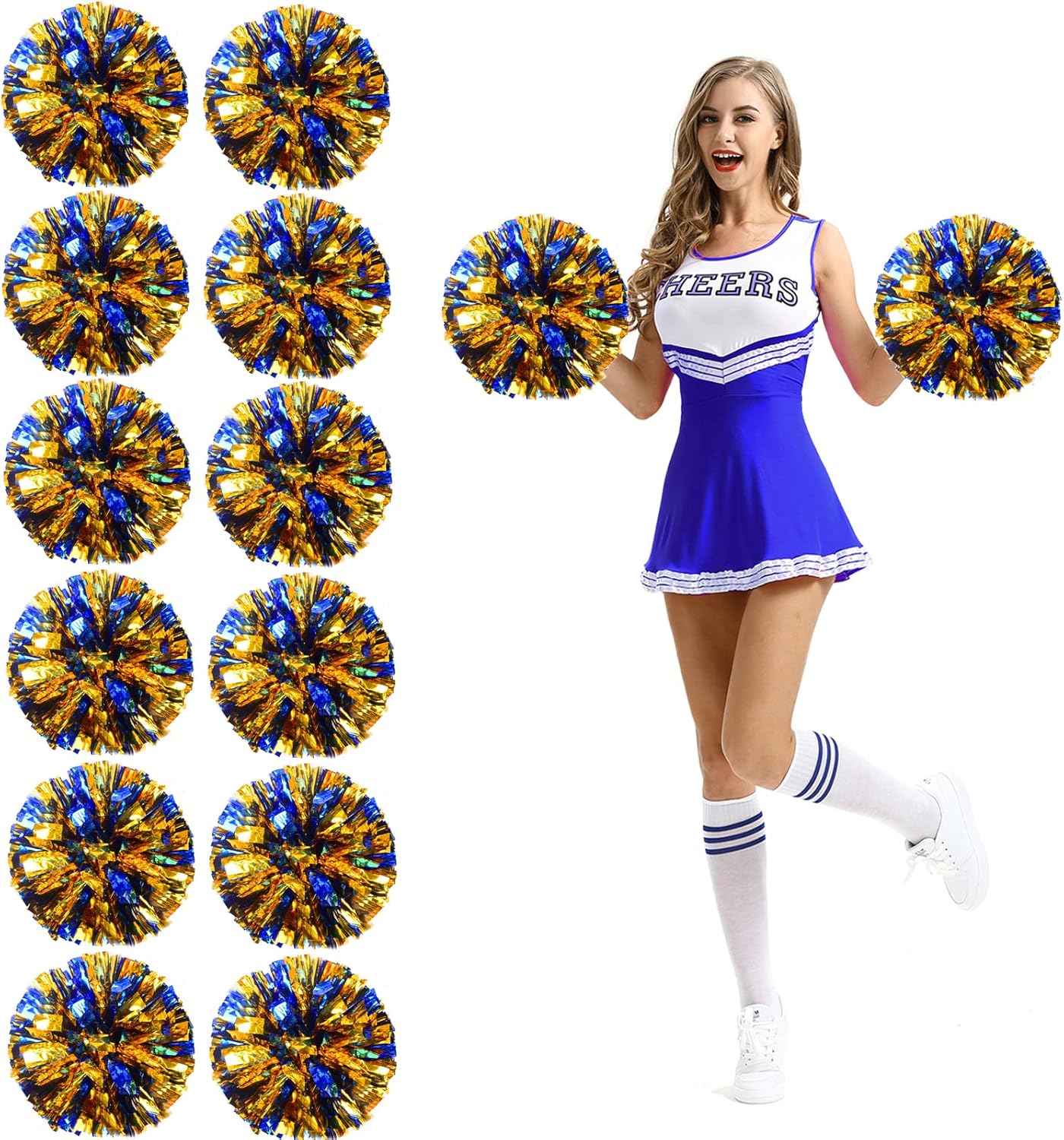 Extpro 12Pcs Cheerleading Pom Poms with Finger Holes