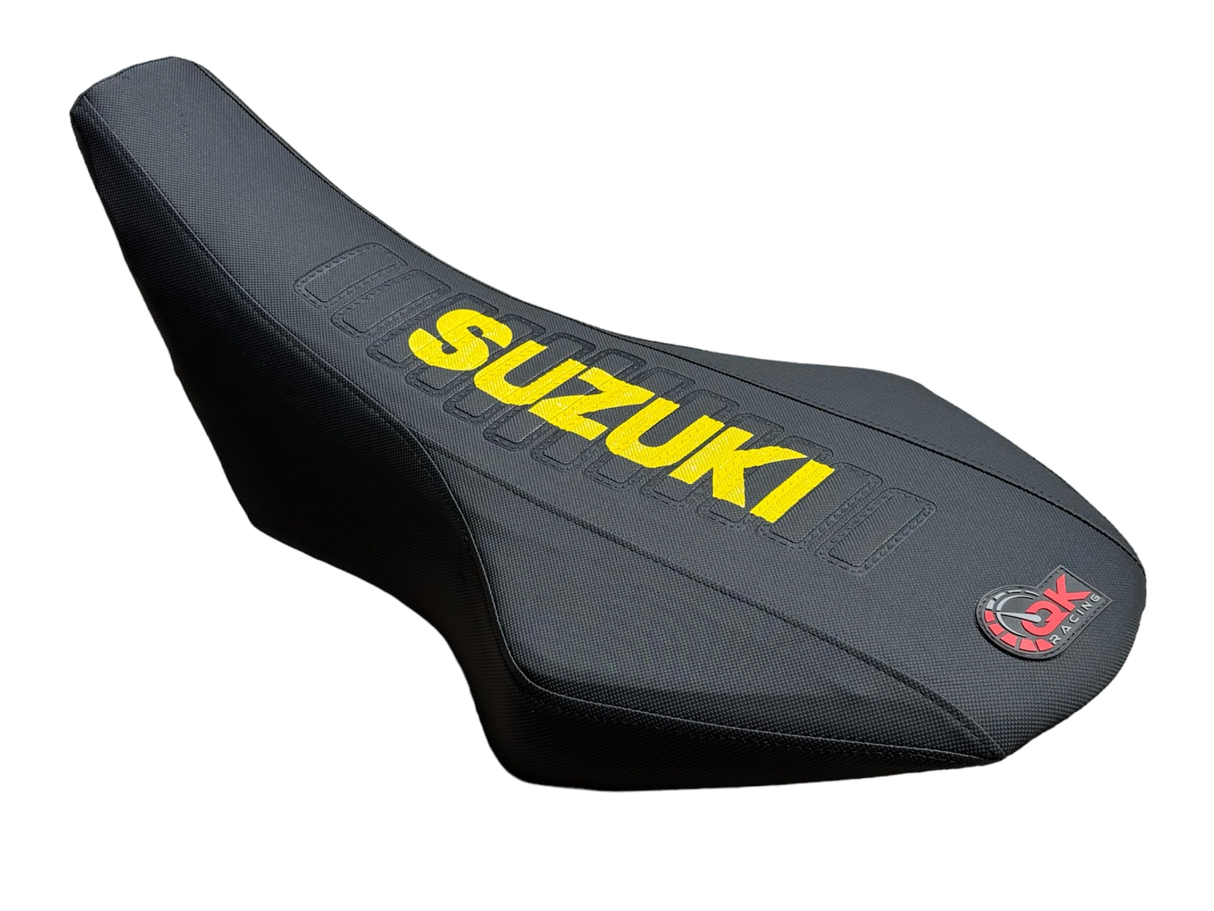 QK RACING Premium Multi Grip Seat Cover - Compatible Fit for Suzuki LTR 450 Gripper Seat Cover 2006-2011 Black/Yellow Ribs S24
