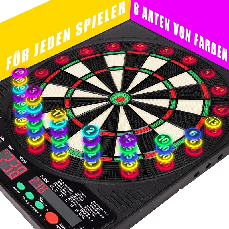 BLESION Elektronikus Darts Tábla 6 Nyíllal, Német Hanggal, Elemmel/Adapterrel Működő