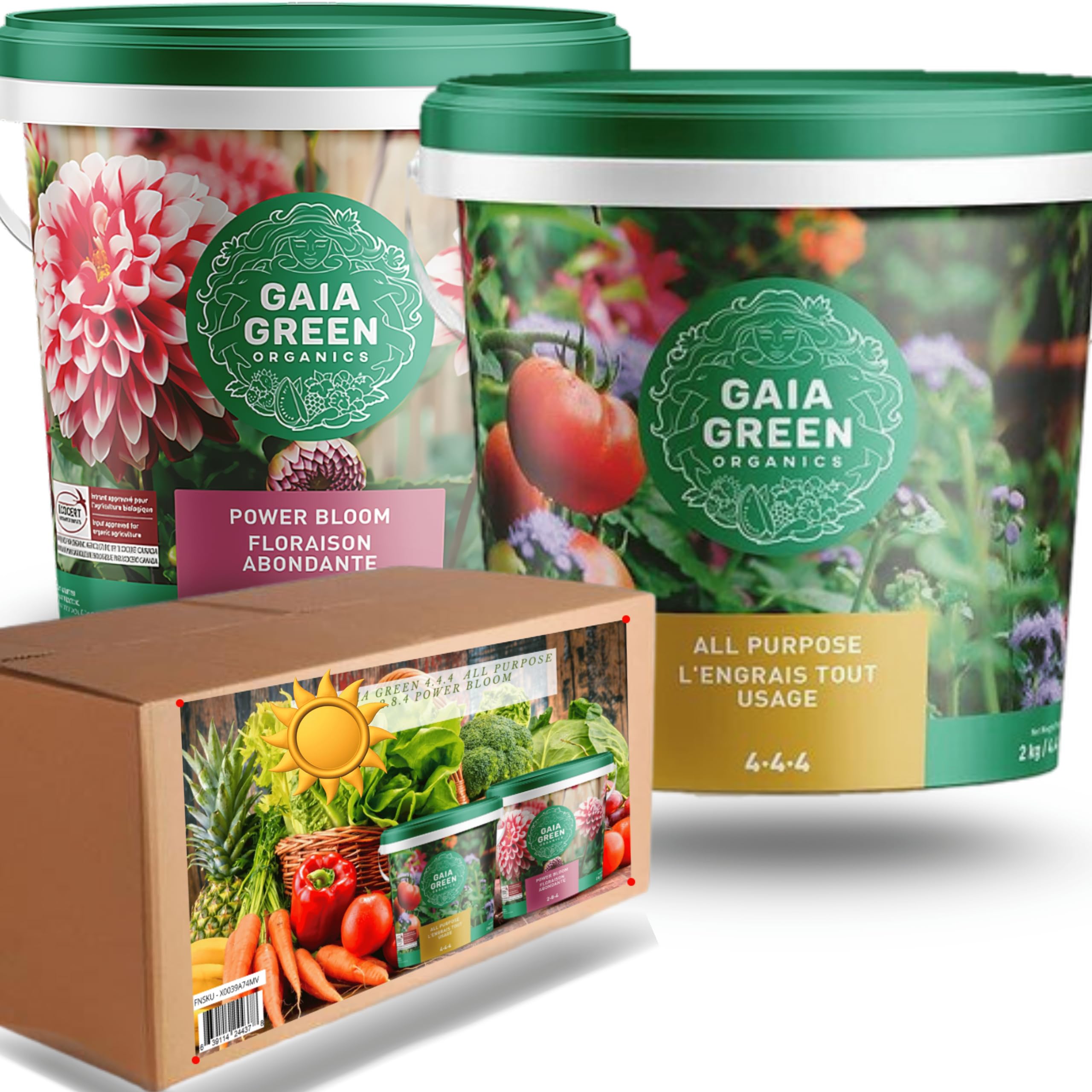 Gaia Green 2.8.4 Power Bloom, 4-4-4 All Purpose Organic Fertilizer, Plant Nutrients 2kg Bundle, for Soil and Coco Coil Grow Media.