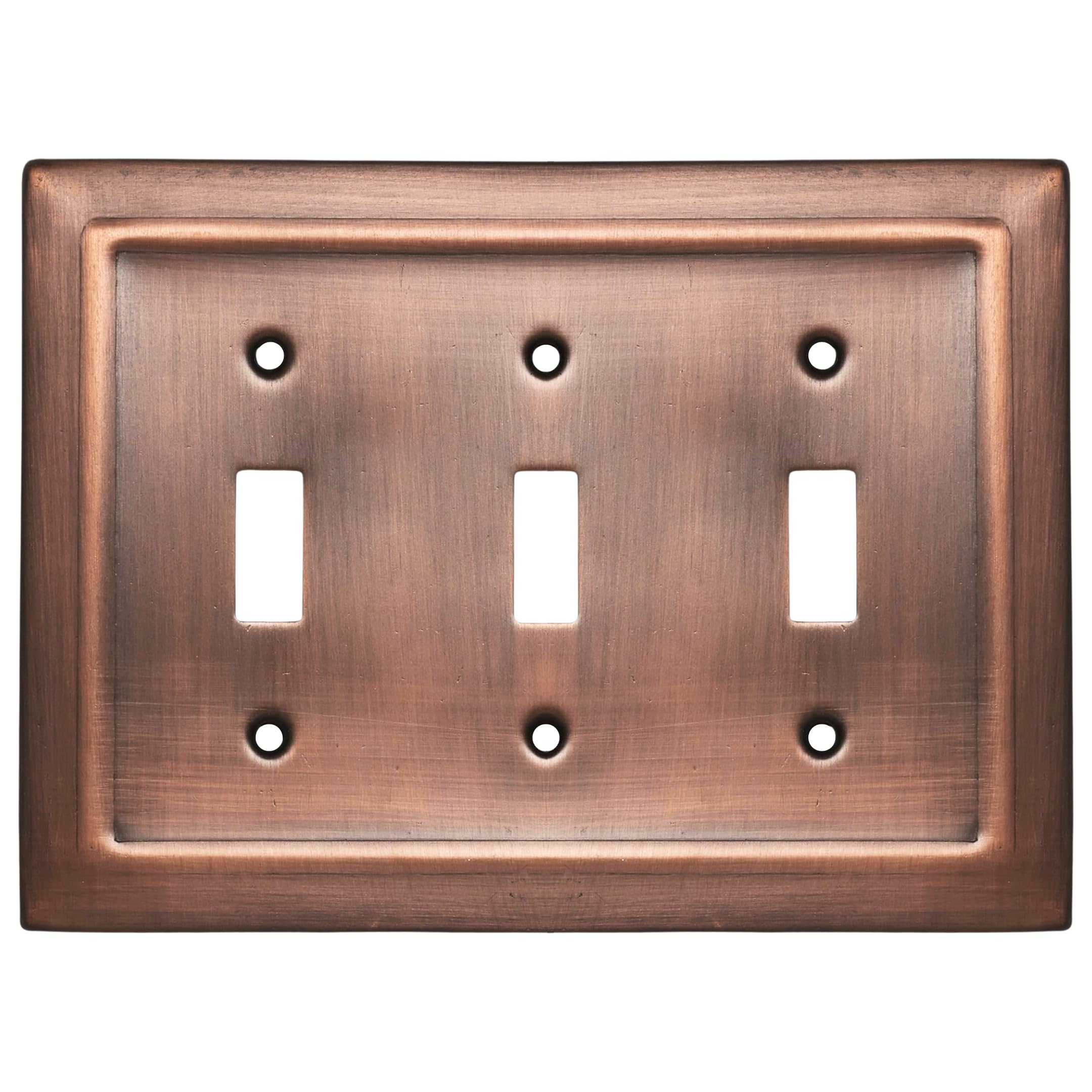 monarch abode toggle light switch cover plate – 3-gang antique copper outlet covers, architectural decorative outlet cover wall plates, light switch plate covers for electrical outlets, pack of 1