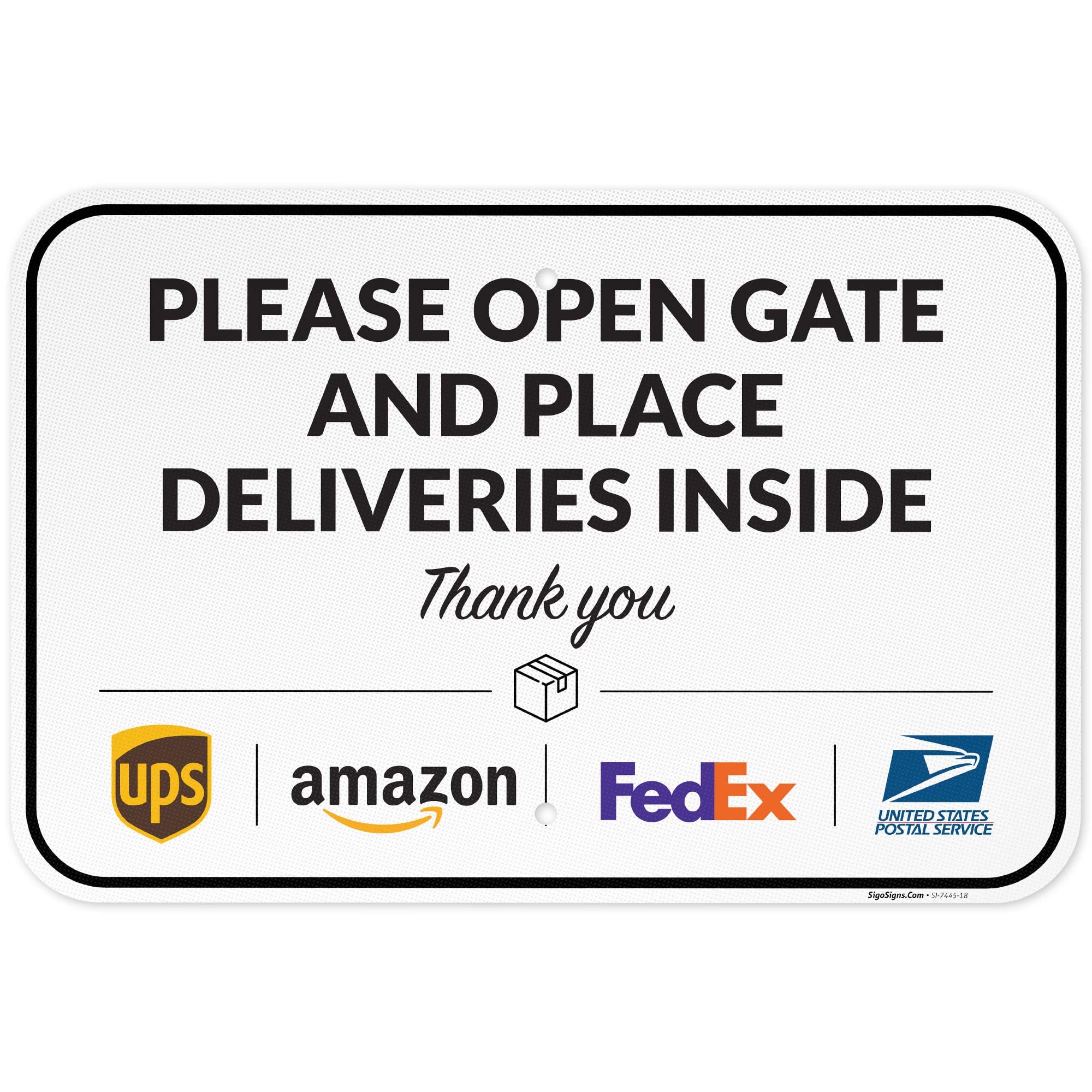 Package Delivery Sign, Delivery Instructions Open Gate and Leave Delivery
