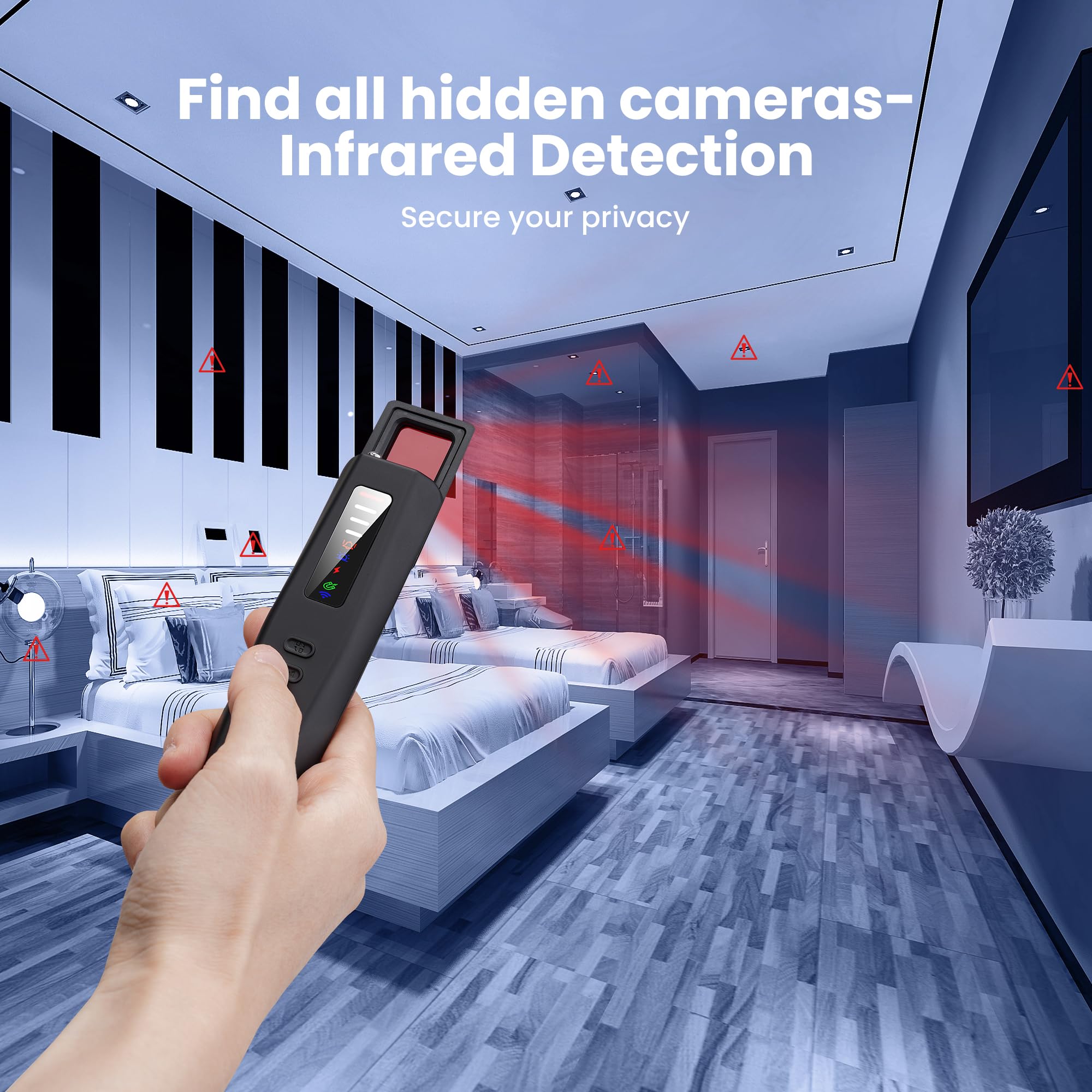 Detector de microespías y cámaras ocultas profesional 5 en 1, 2025, antiespía, detector GPS espía, alarma antirrobo, micrófonos espía, dispositivos RF y audio con escaneo avanzado para casa, hotel