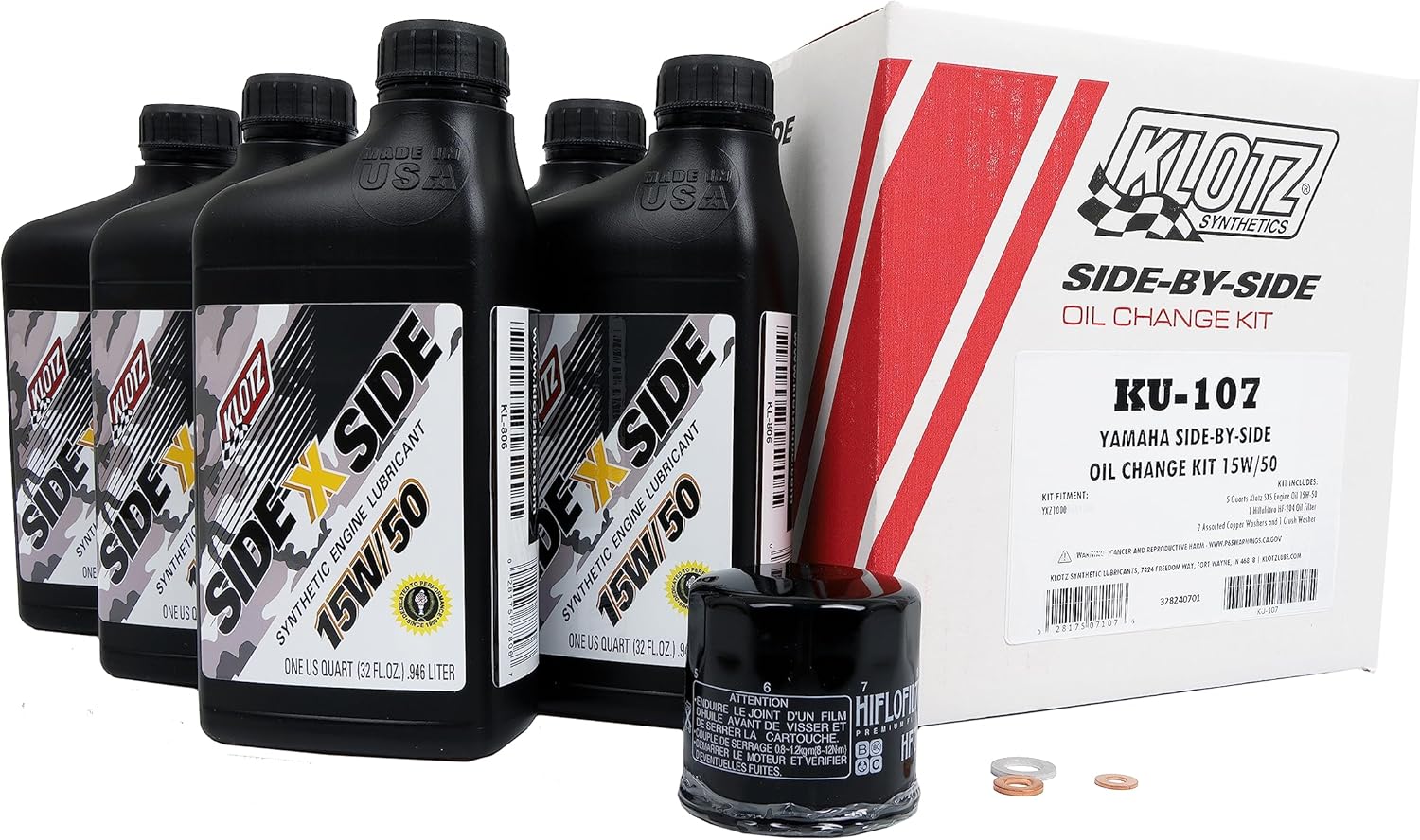 Klotz 5W-50 Oil Change Kit for Polaris™ Side X Side (KU-100)