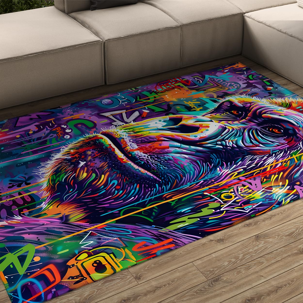 Tapis de salon 160x200cm moderne et grande descente de lit style street art