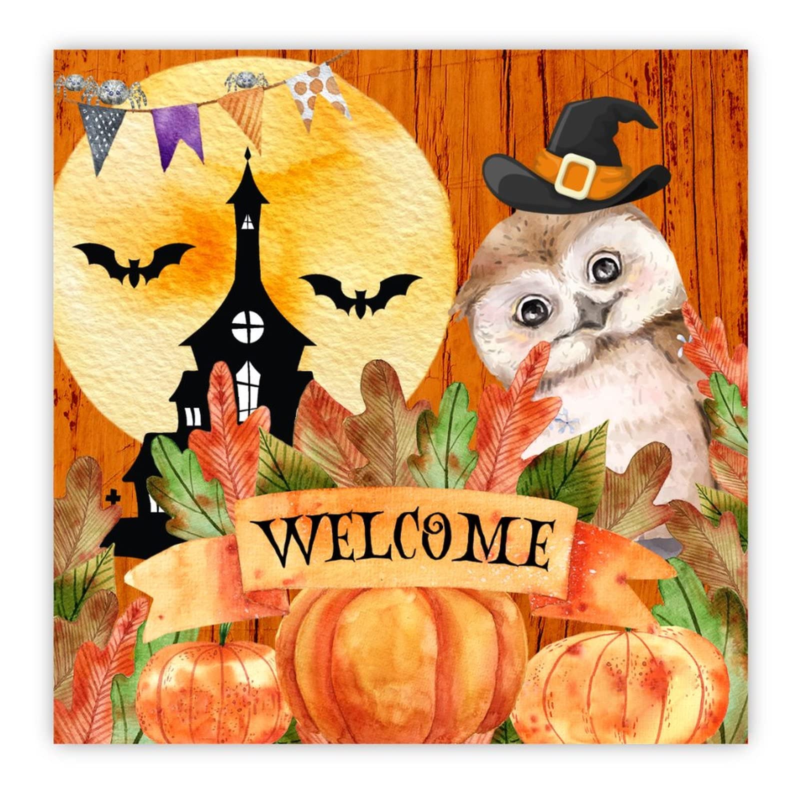 Panneau en bois avec citrouille Welcome Halloween décoratif pour maison et salon