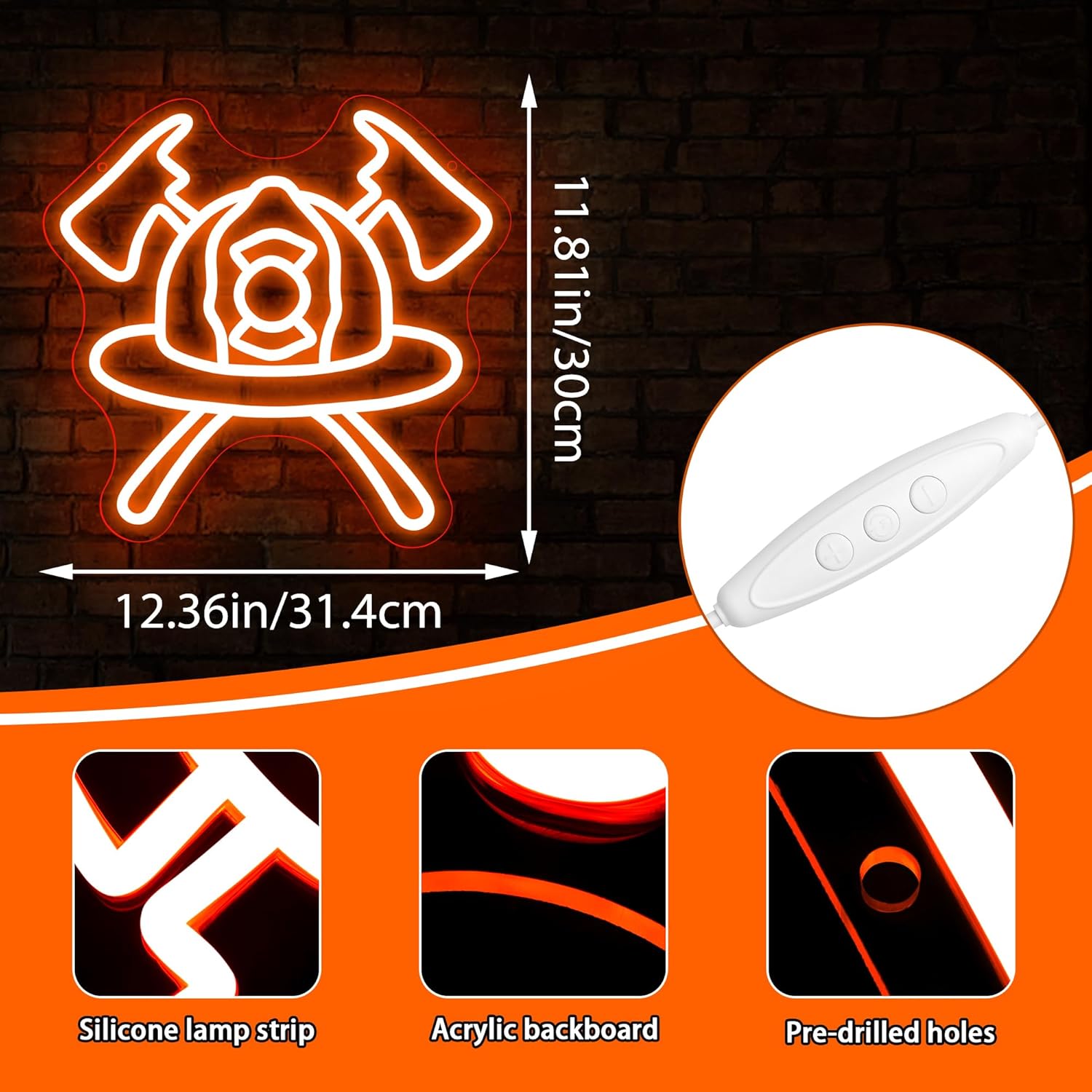 Firefighting Helmet Neon Sign for Wall Decor Dimmable Fire Helmet Neon Light for Man Cave Birthday Gifts for Firefighter Fireman Garage Sign for Fire Station Bedroom Gym Size12.3 * 11.8In(WZCP206)