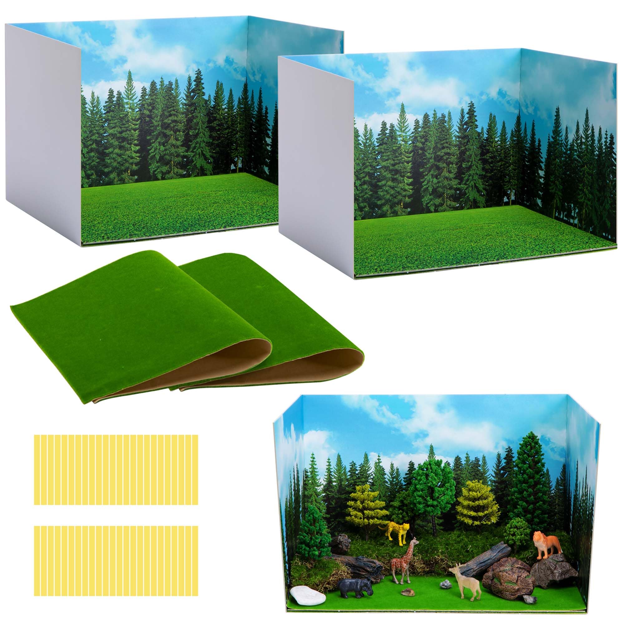Amazon.com: codree 4 Pcs Jungle Style Diorama Box and Fake Grass
