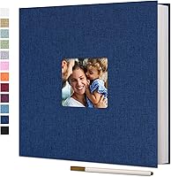 Vista 1 de Vienrose - Álbum de fotos grande autoadhesivo para fotos de 4 x 6, 8 x 10, 10 x 12 pulgadas, de lino, álbum de recortes magnético de bricolaje, 40