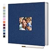 Large Photo Album Self Adhesive for 4x6 8x10 Pictures Linen Scrapbook Album DIY 40 Blank Pages with A Metallic Pen