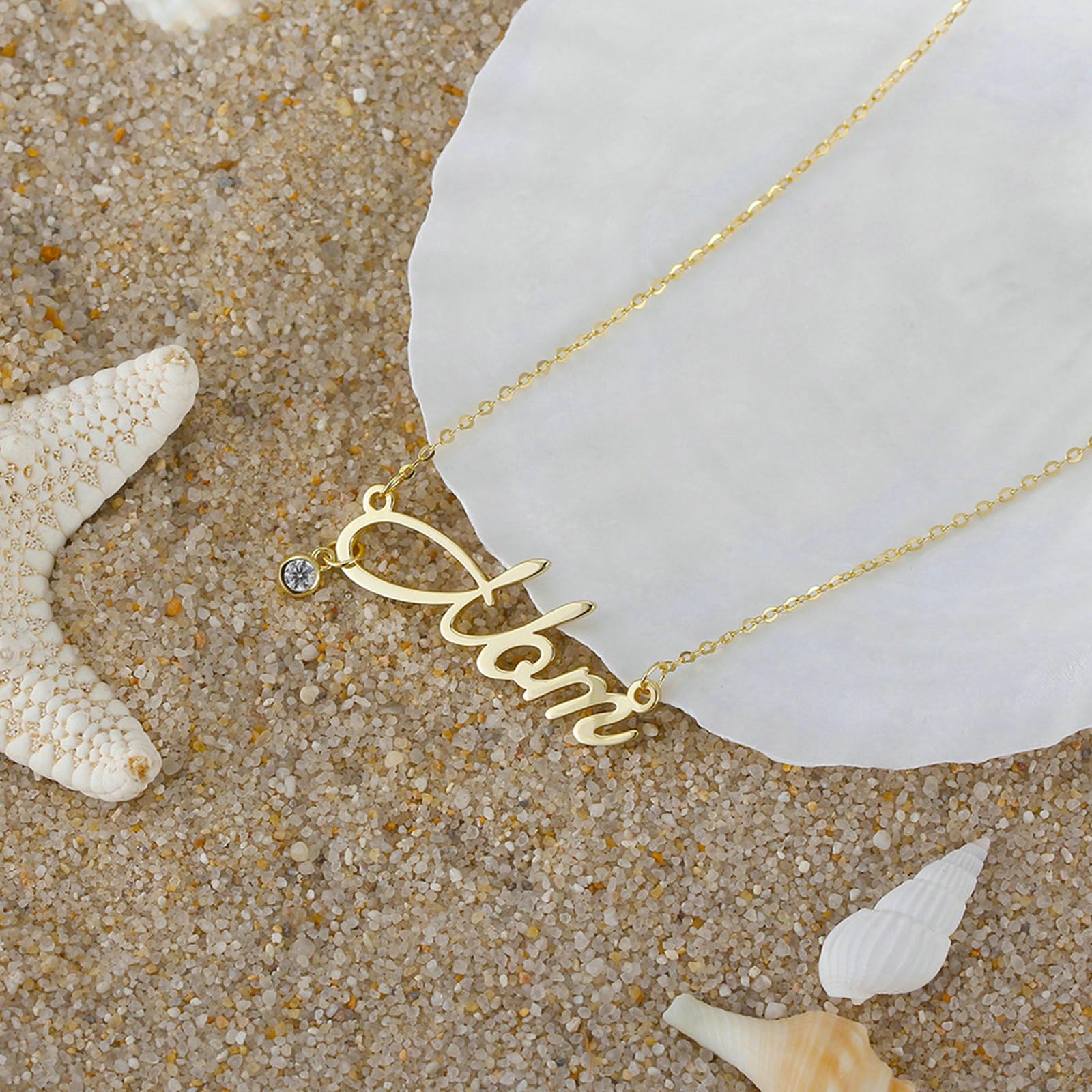 Collane del Pendente Donna Argento Sterling 925 Oro Collana Pendente Lettere Inglesi Zirconia Cubica