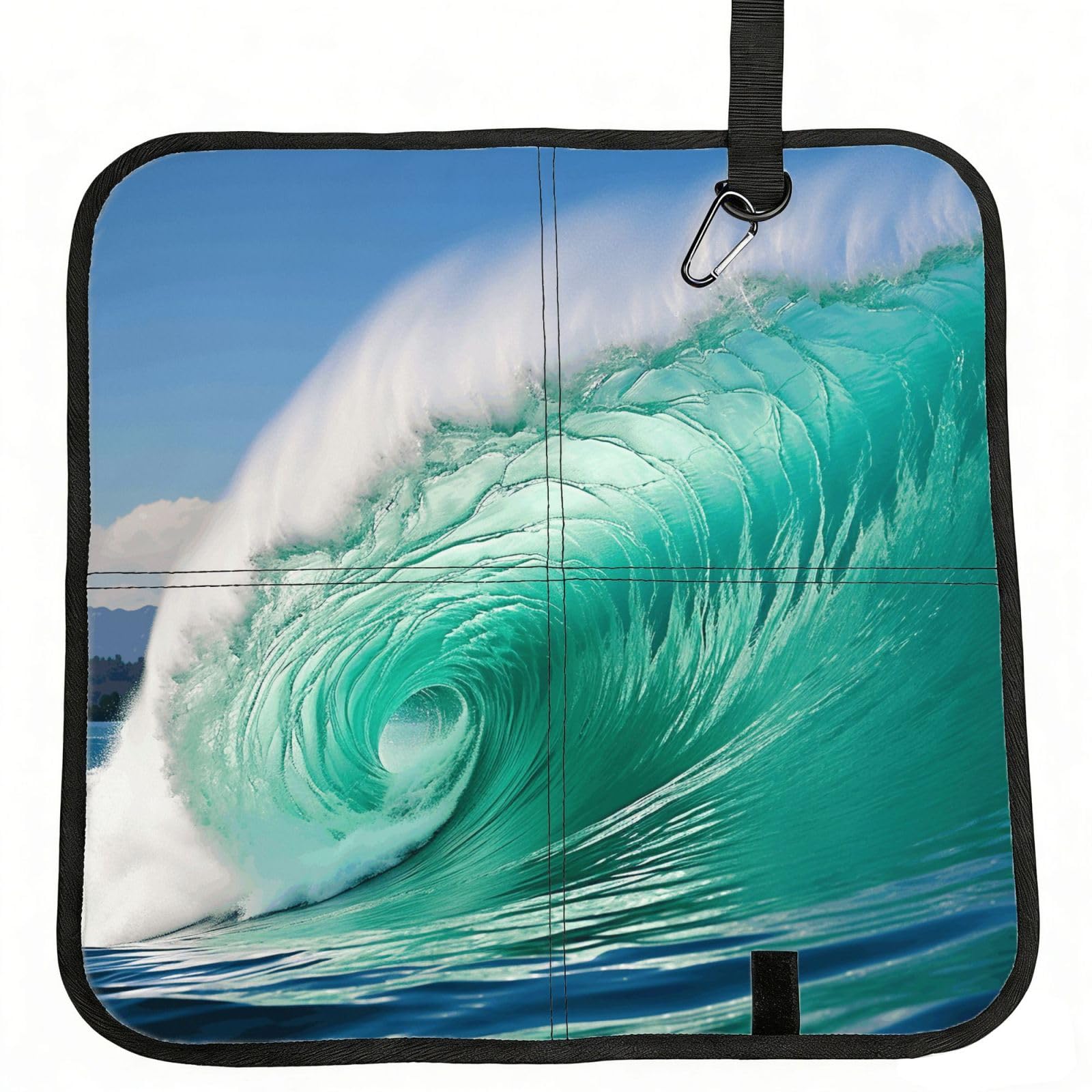 YGLHBDPBF Ocean Wave Print Camping seat cushion,Foldable Sitting Pads,Save Backpack Space for Hiking