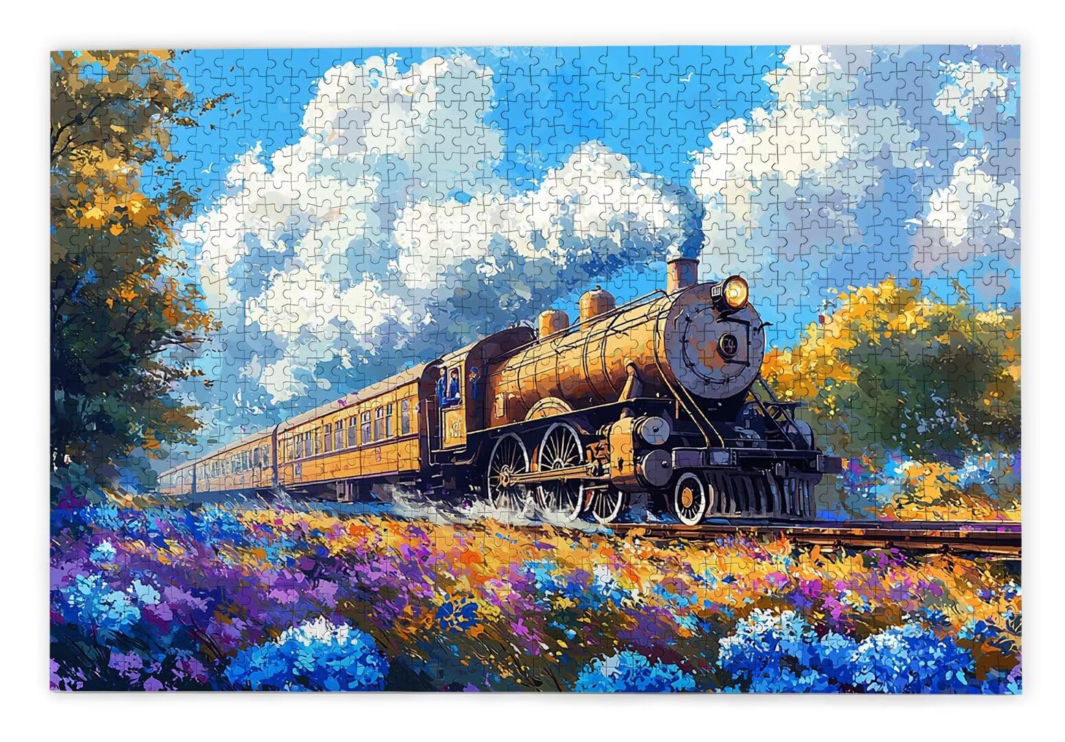 Puzzle 3000 sztuk dla dorosłych, drewniane puzzle pociąg dla dorosłych, trudne drewniane łamigłówki, rodzinne gry edukacyjne, łamigłówki z pudełkiem na prezent do dekoracji domu prezent dla kobiet