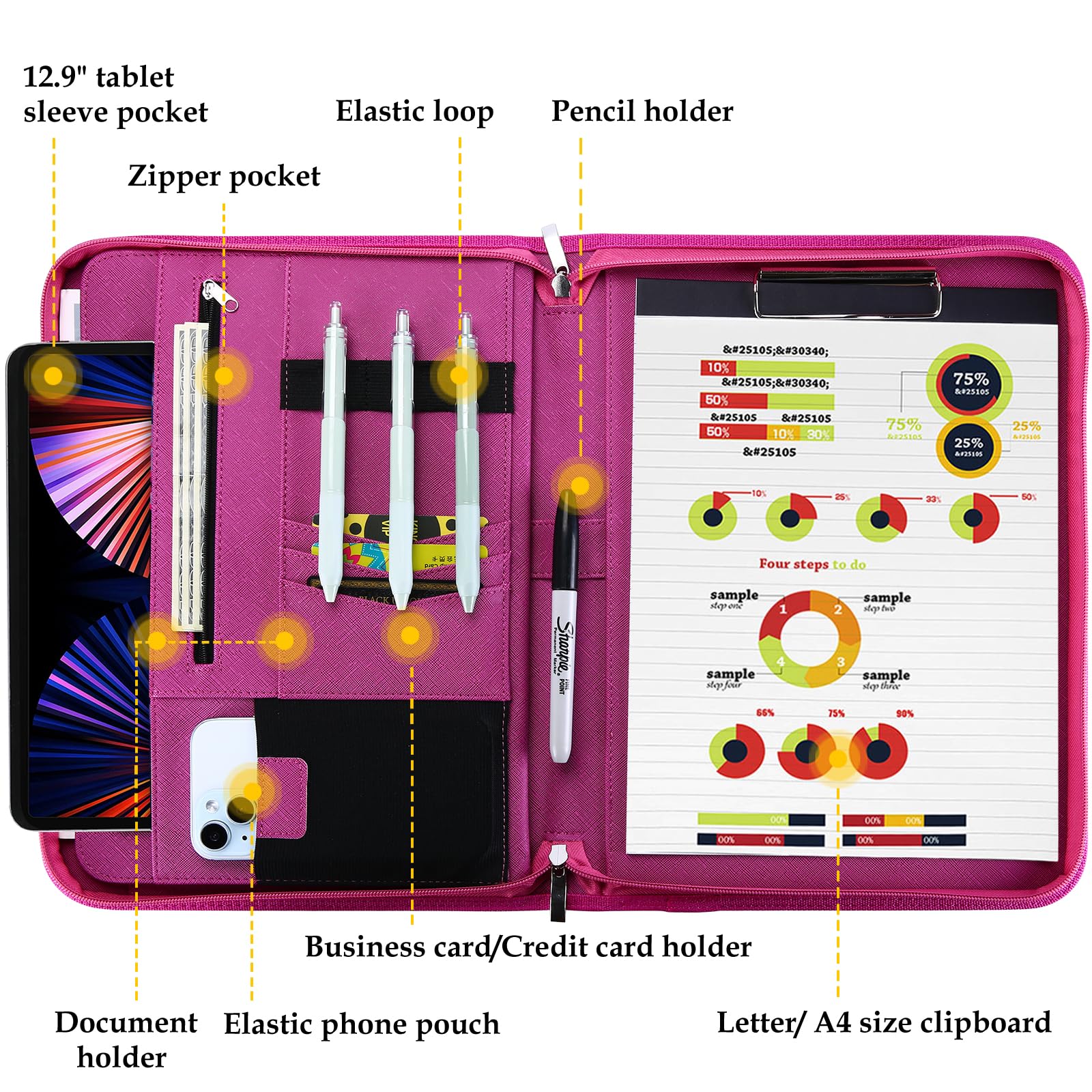 Amazon | ProCase 多機能バインダー [ジッパー付き] フォルダー