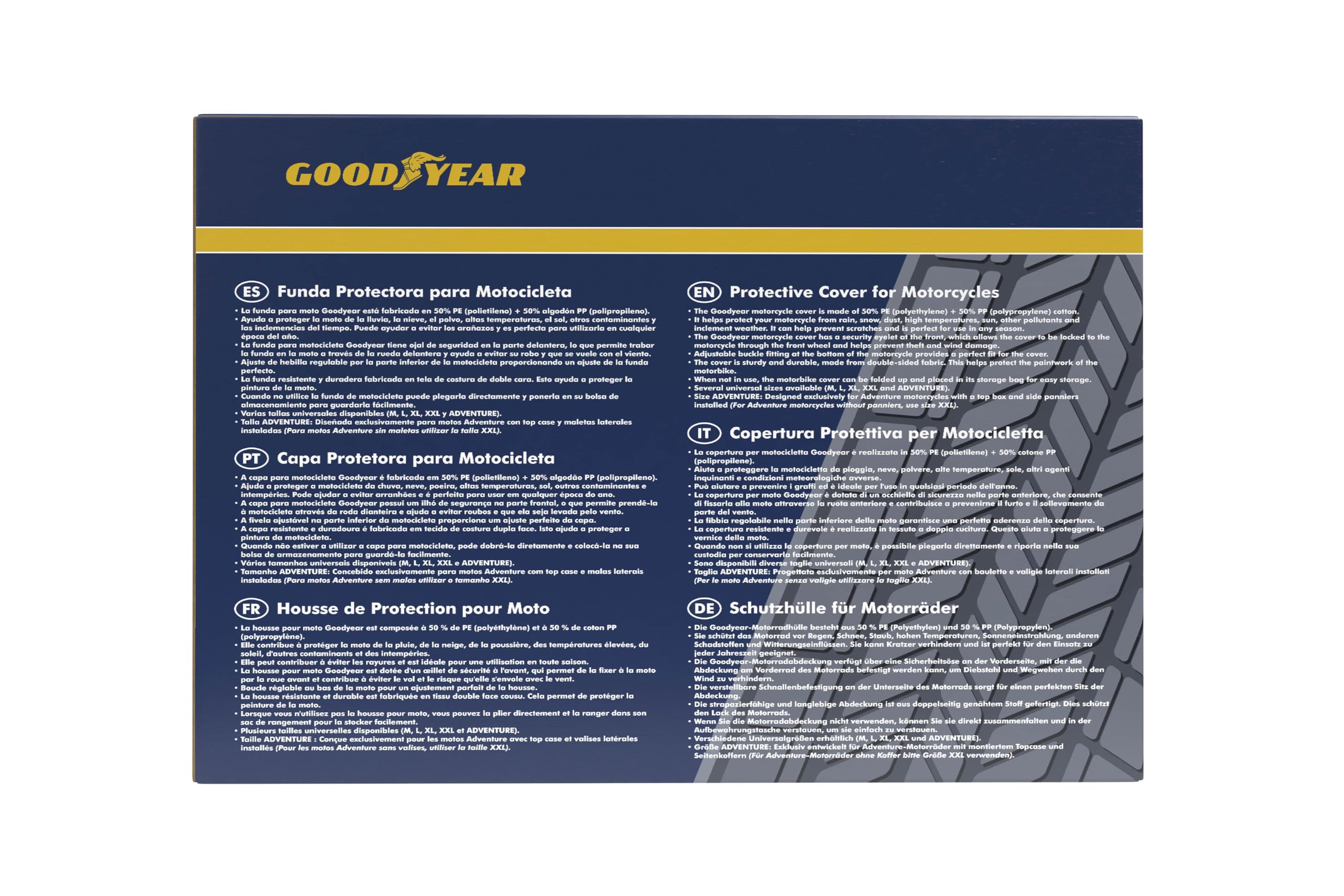 Goodyear GOD7023 Pokrowiec na motocykl wodoszczelny z opakowaniem do przechowywania Niebieski